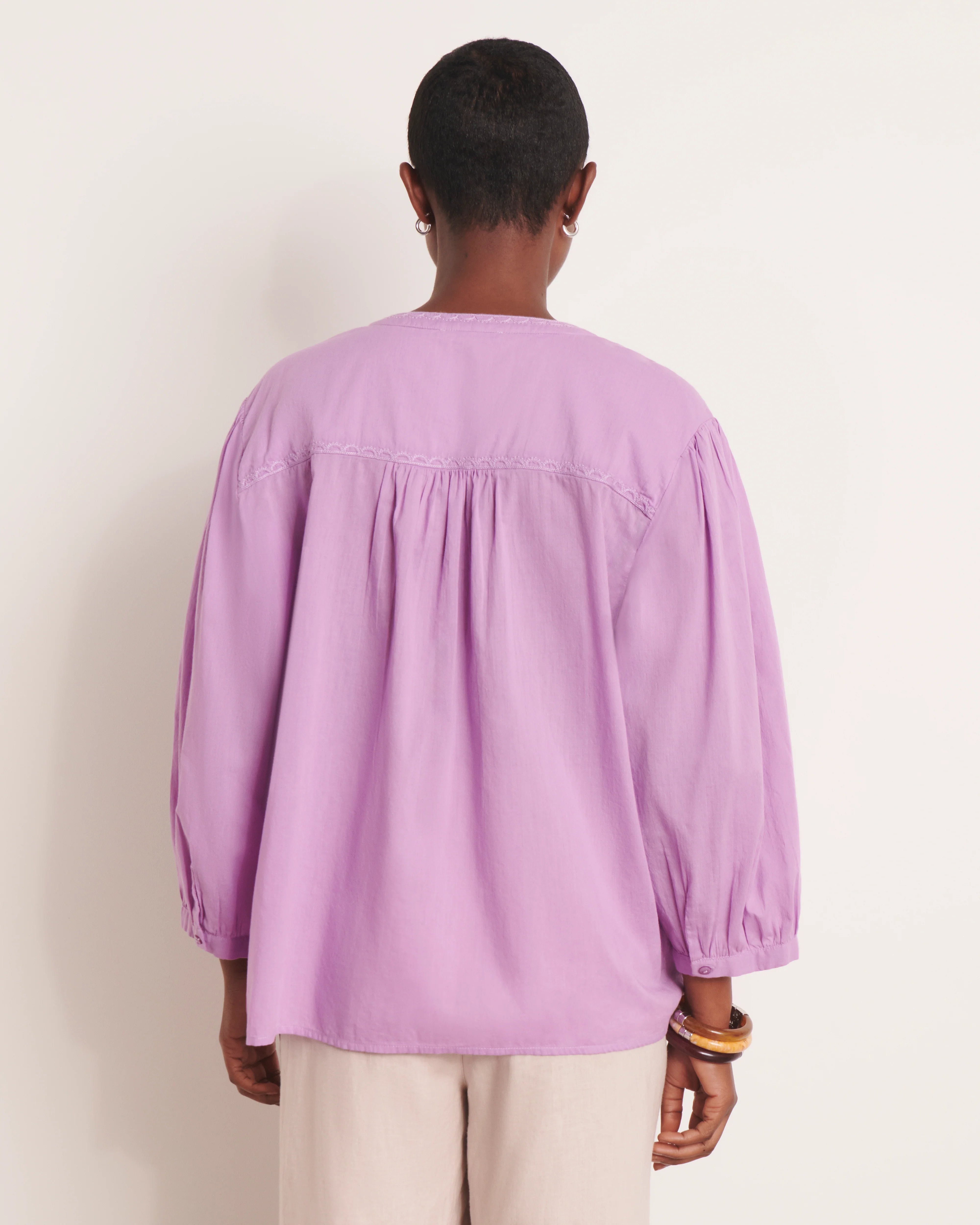 Blouse brodée violet CARREIRA/13079/351 - Image 4