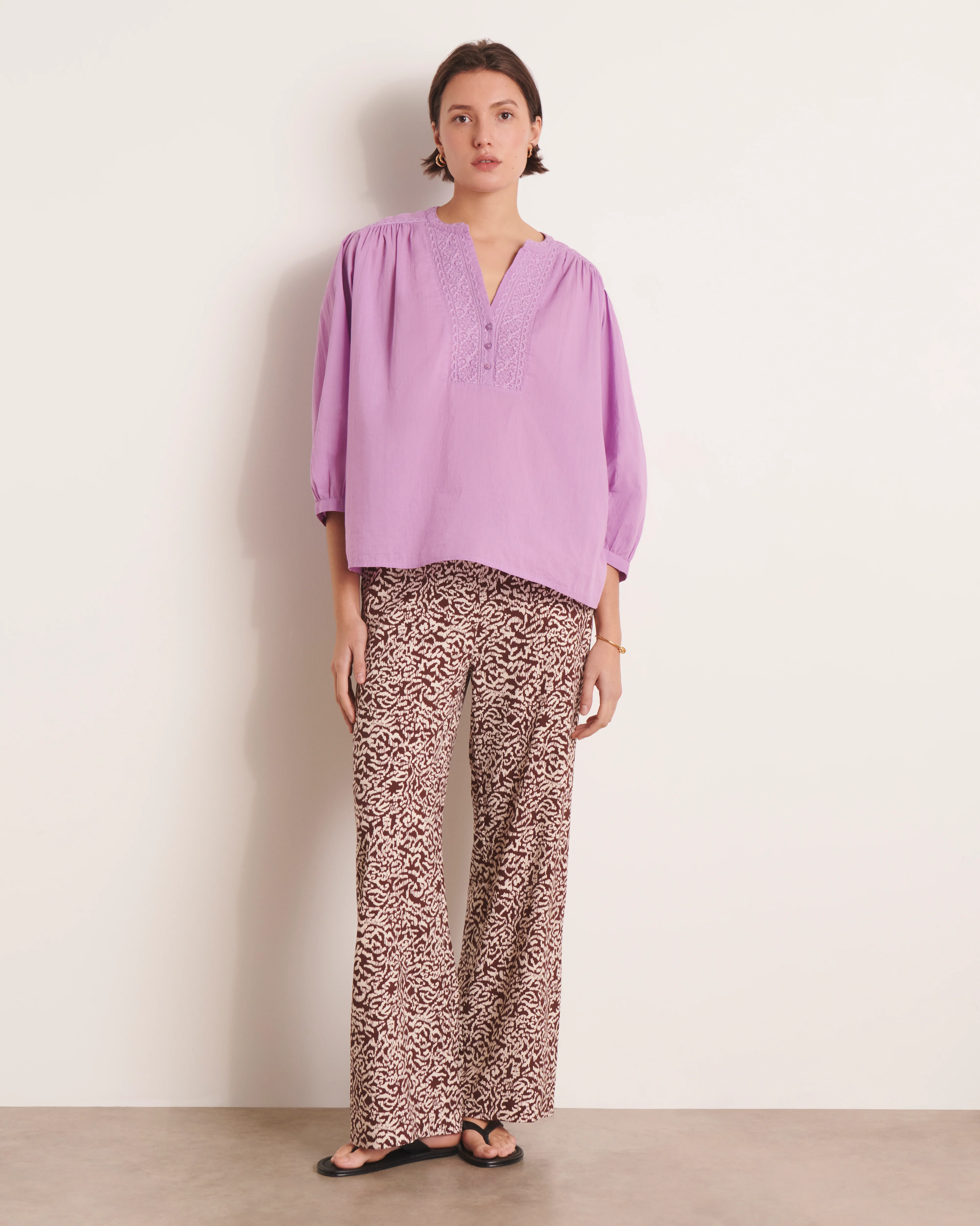 Blouse brodée violet CARREIRA/13079/351 - Image 5