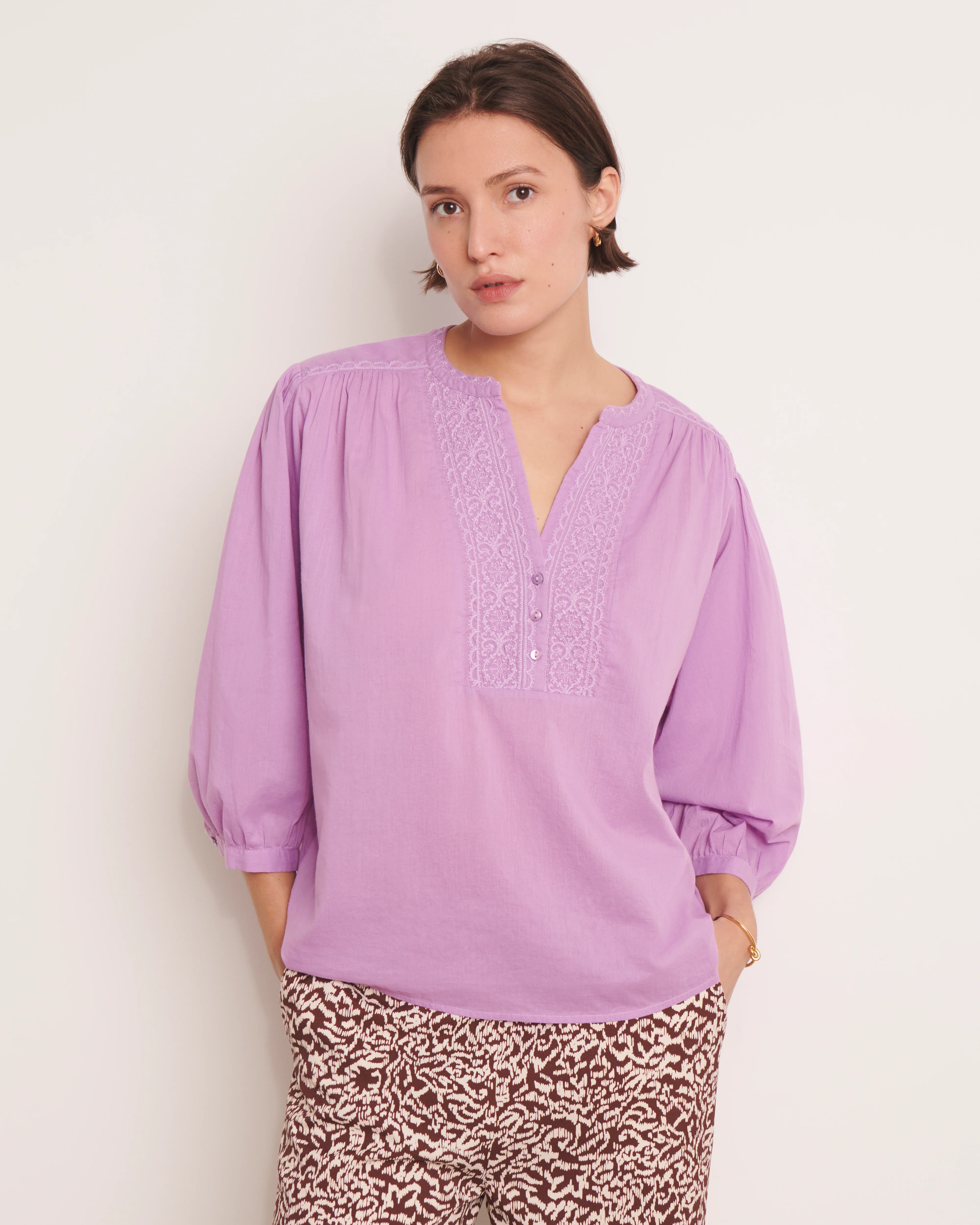 Blouse brodée violet CARREIRA/13079/351 - Image 6