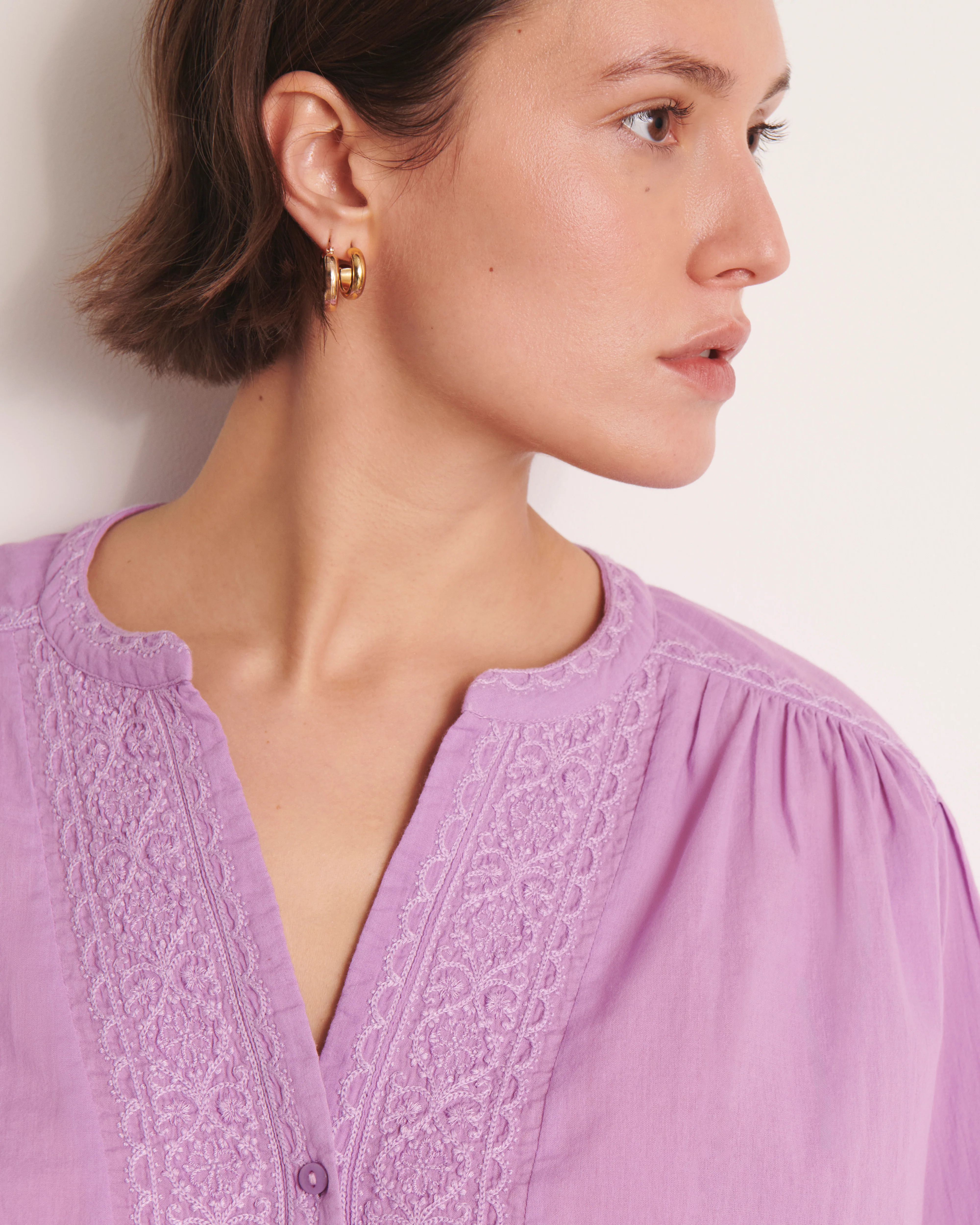 Blouse brodée violet CARREIRA/13079/351 - Image 7
