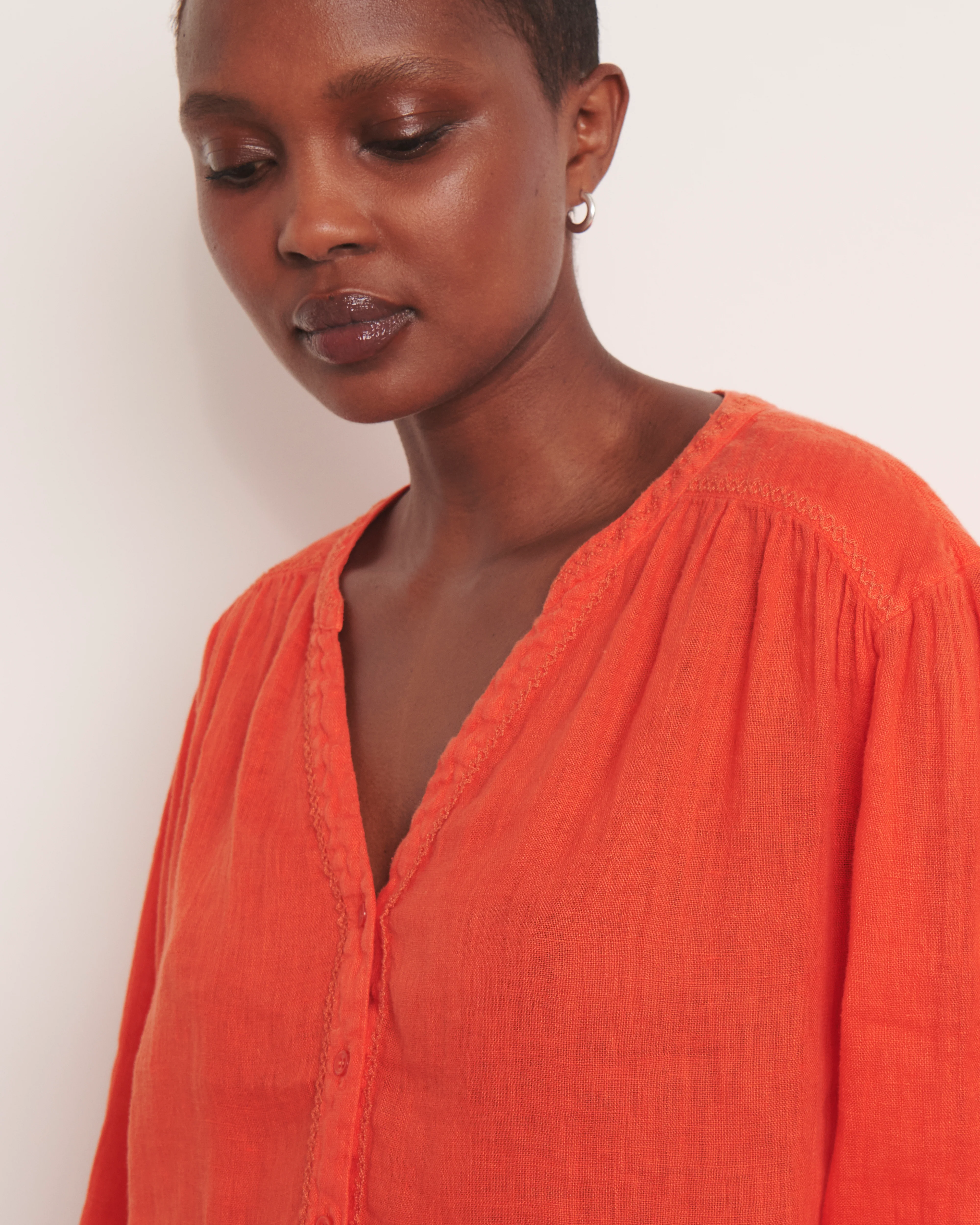 Blouse brodée orange CHAMPIGNY/13127/117 - Image 3