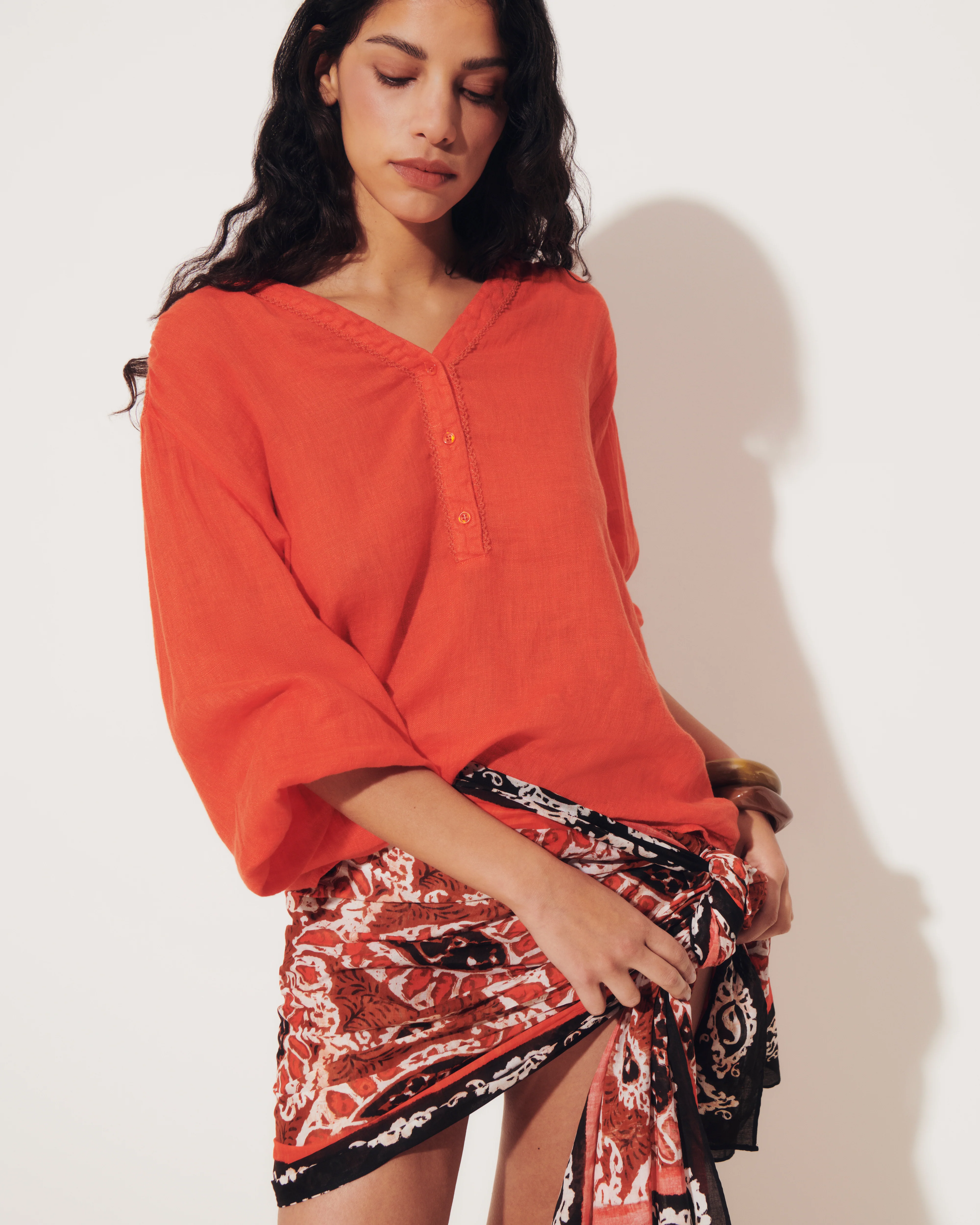 Blouse brodée orange CHAMPIGNY/13127/117 - Image 5