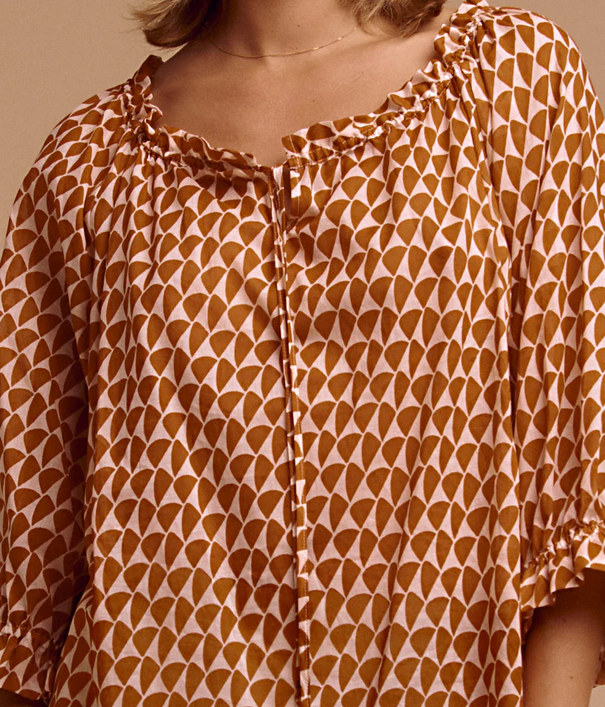 Blouse imprimée en voile de coton CORALIE/85086/580 - Image 3