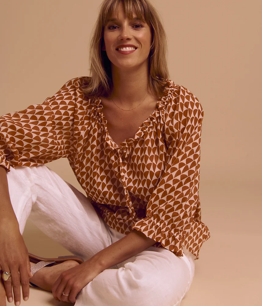 Blouse imprimée en voile de coton CORALIE/85086/580 - Image 5