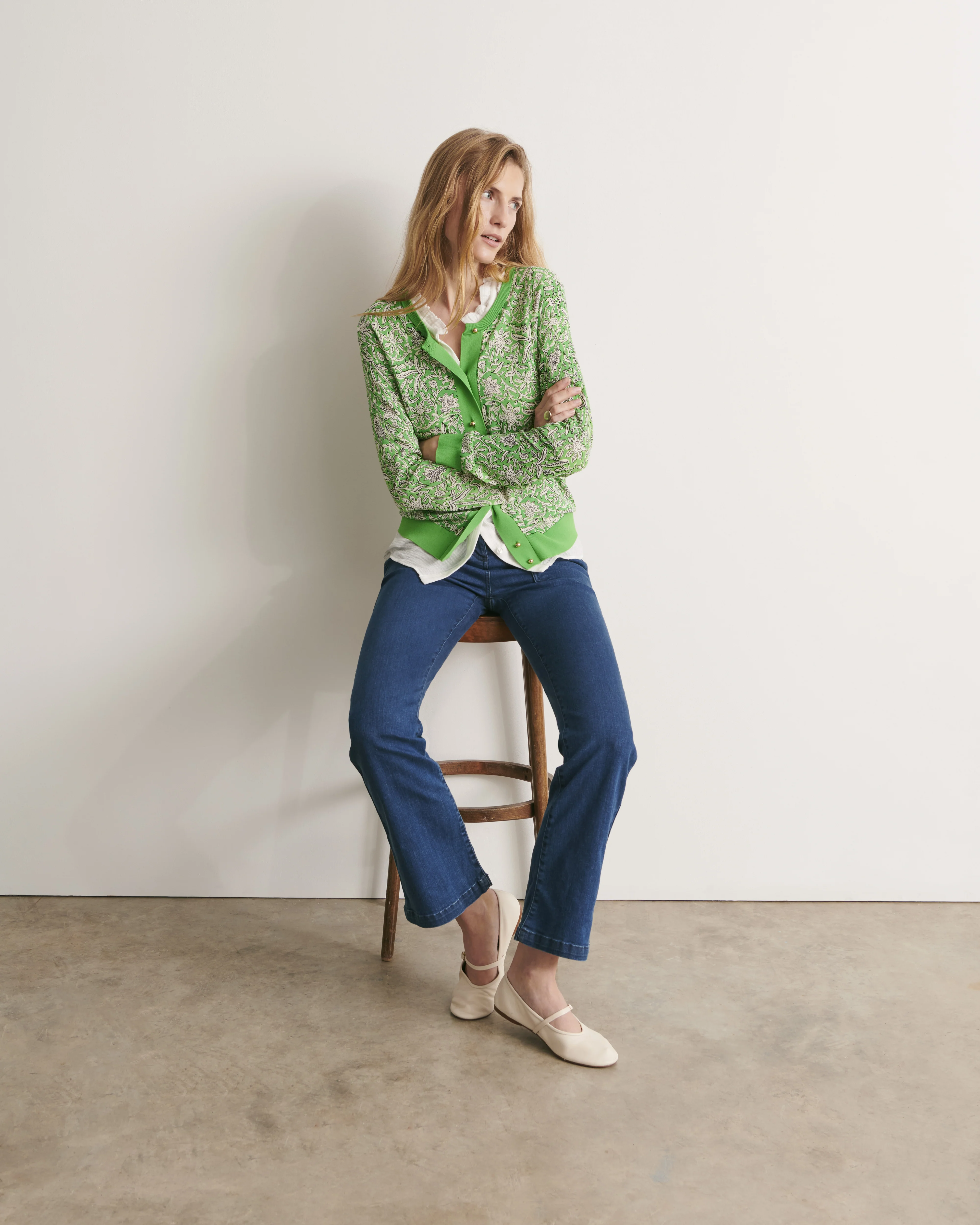 Gilet en maille imprimée GREEN/11075/851