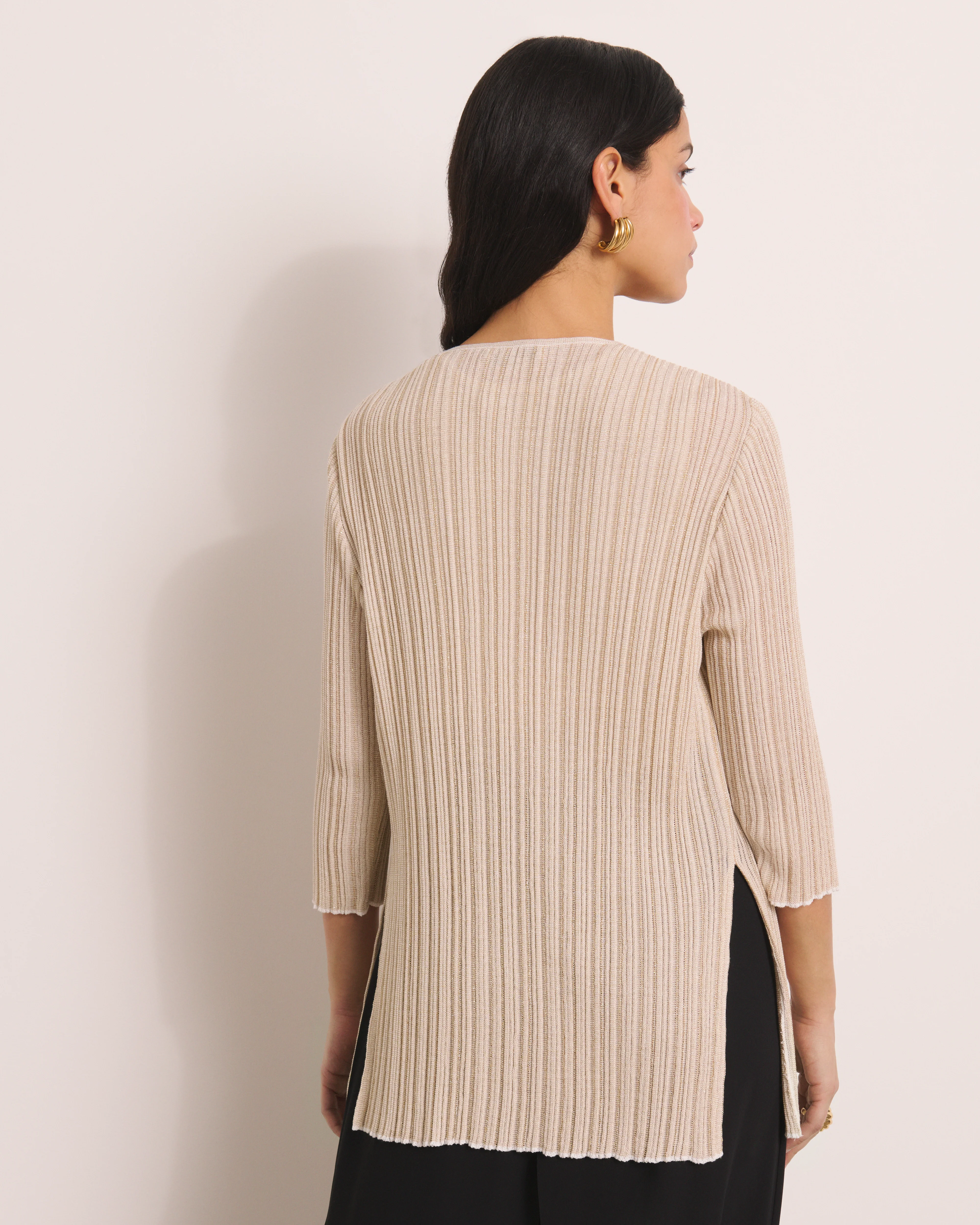 Gilet long beige en jersey GALYNE13/13009/003 - Image 3