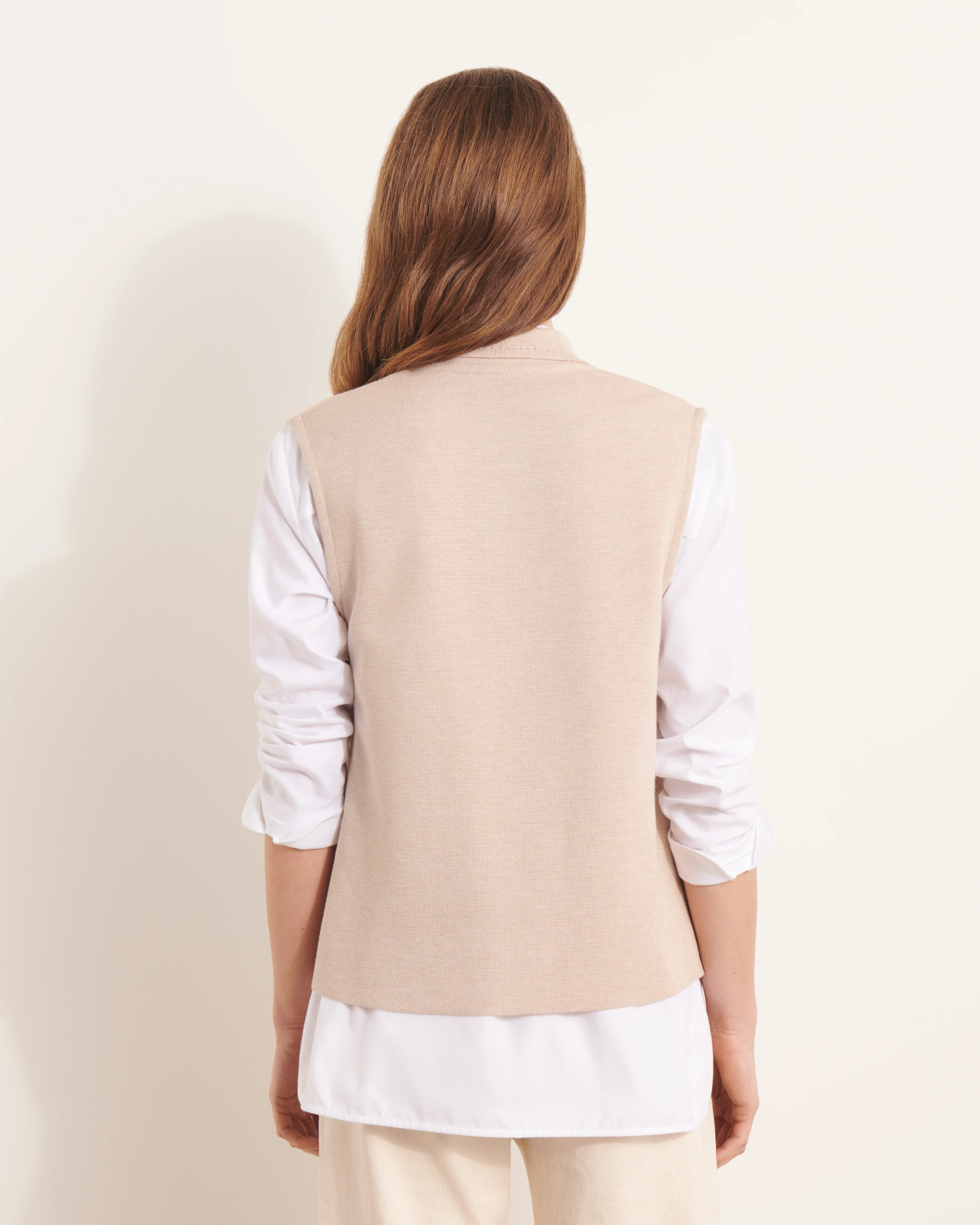 Gilet beige sans manches en maille milano GANACHE/13046/784 - Image 5