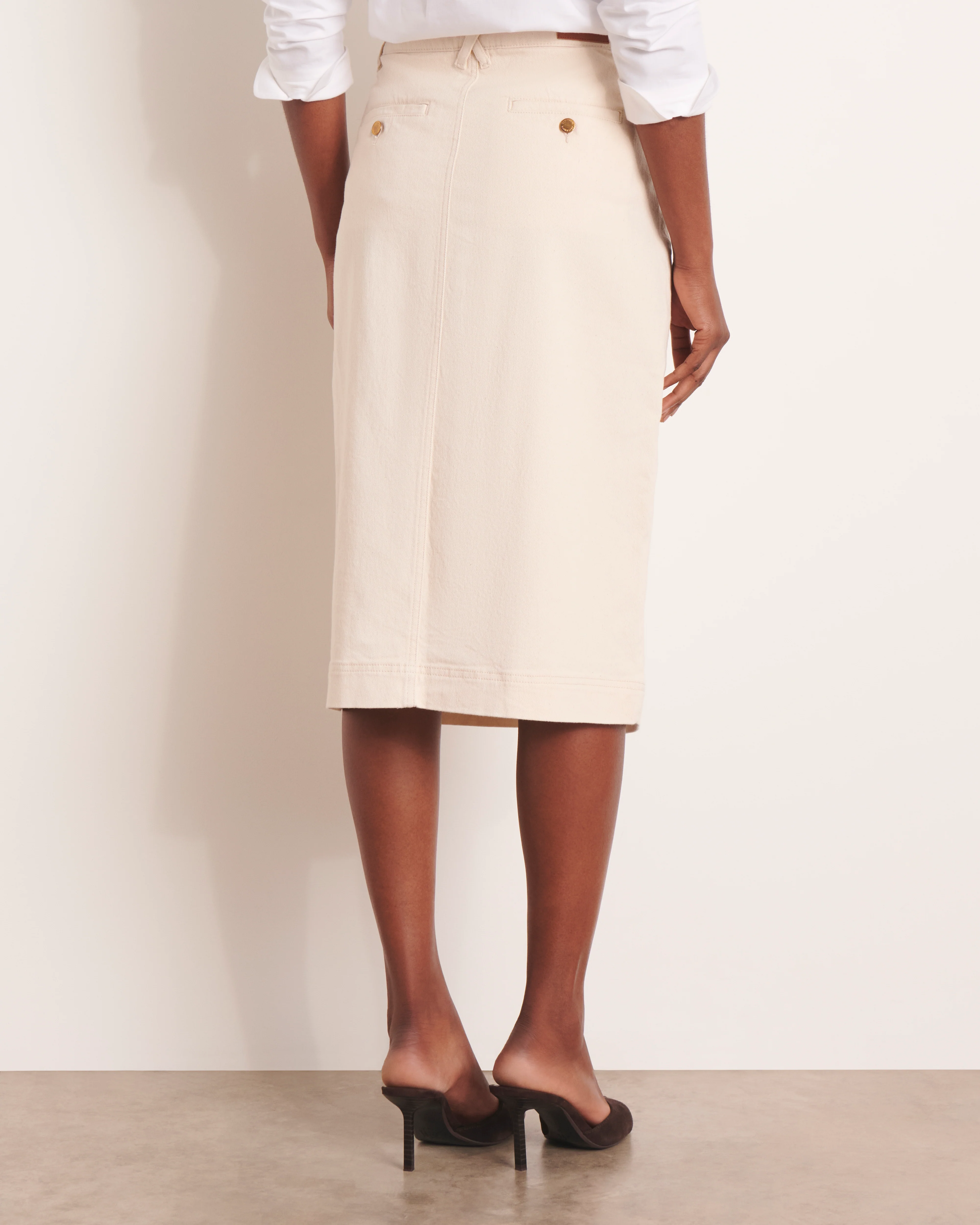 Jupe droite beige longueur genou JERINE/13245/007 - Image 4