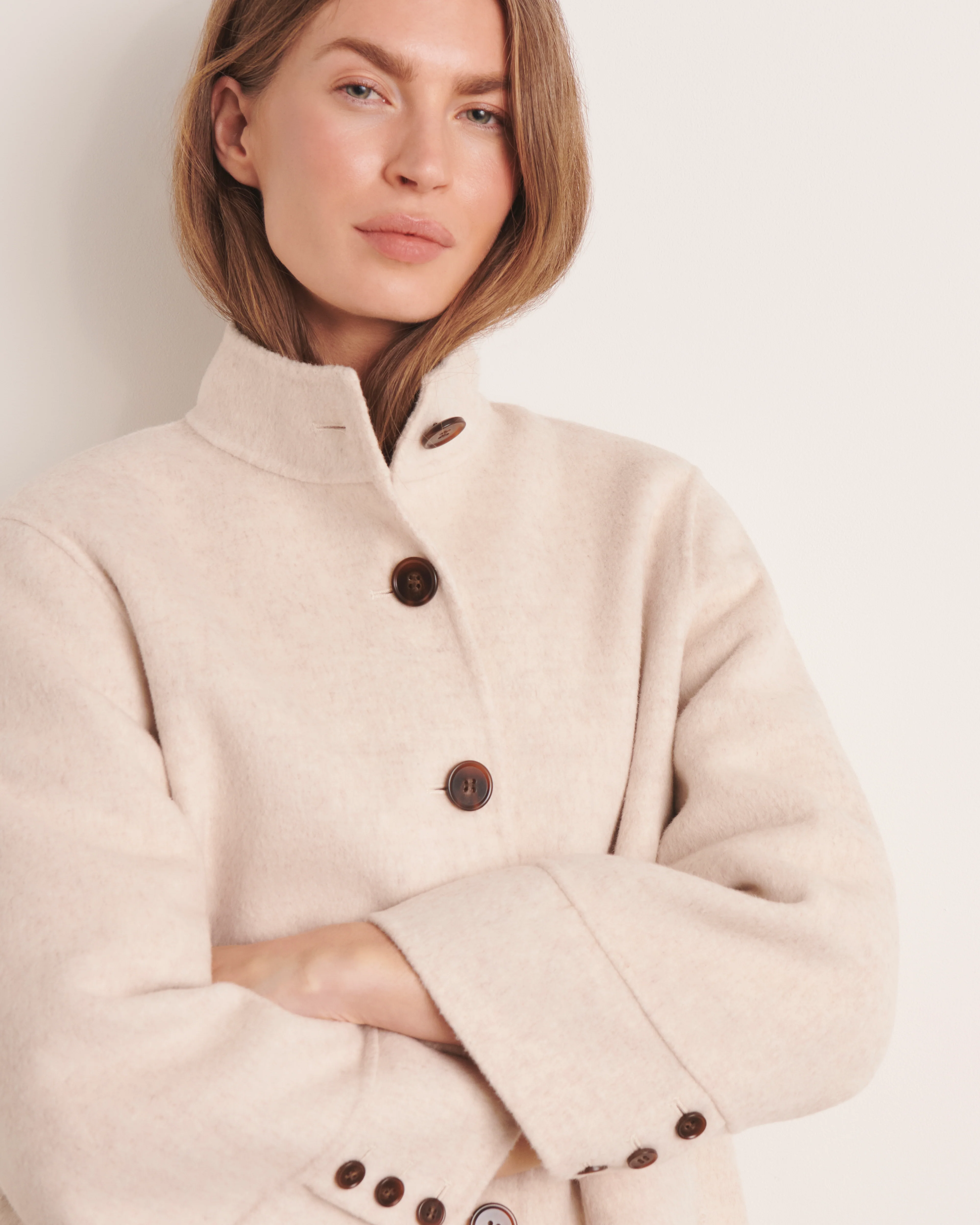 Manteau court beige boutonné MOLLIE/13059/003 - Image 3