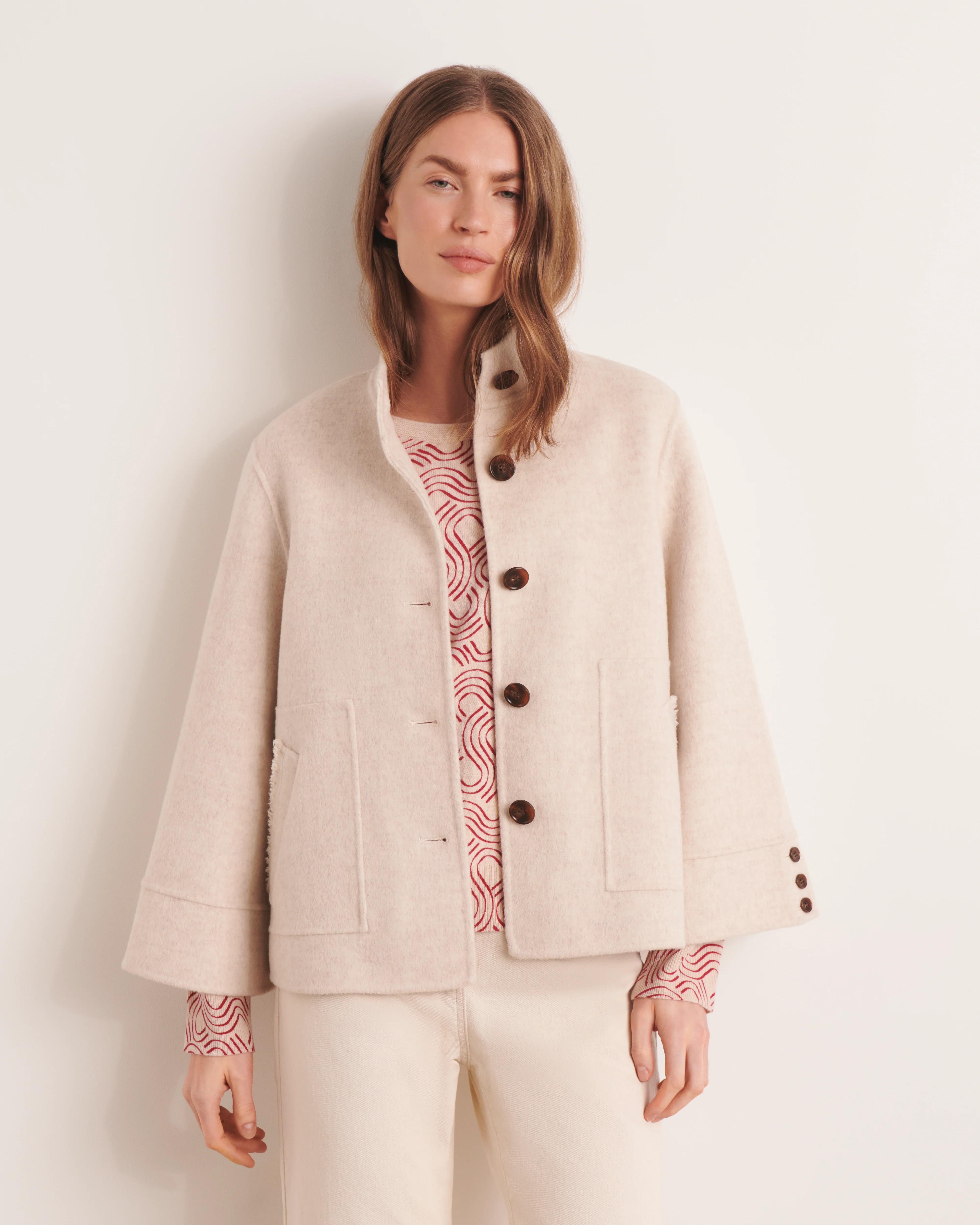 Manteau court beige boutonné MOLLIE/13059/003 - Image 4