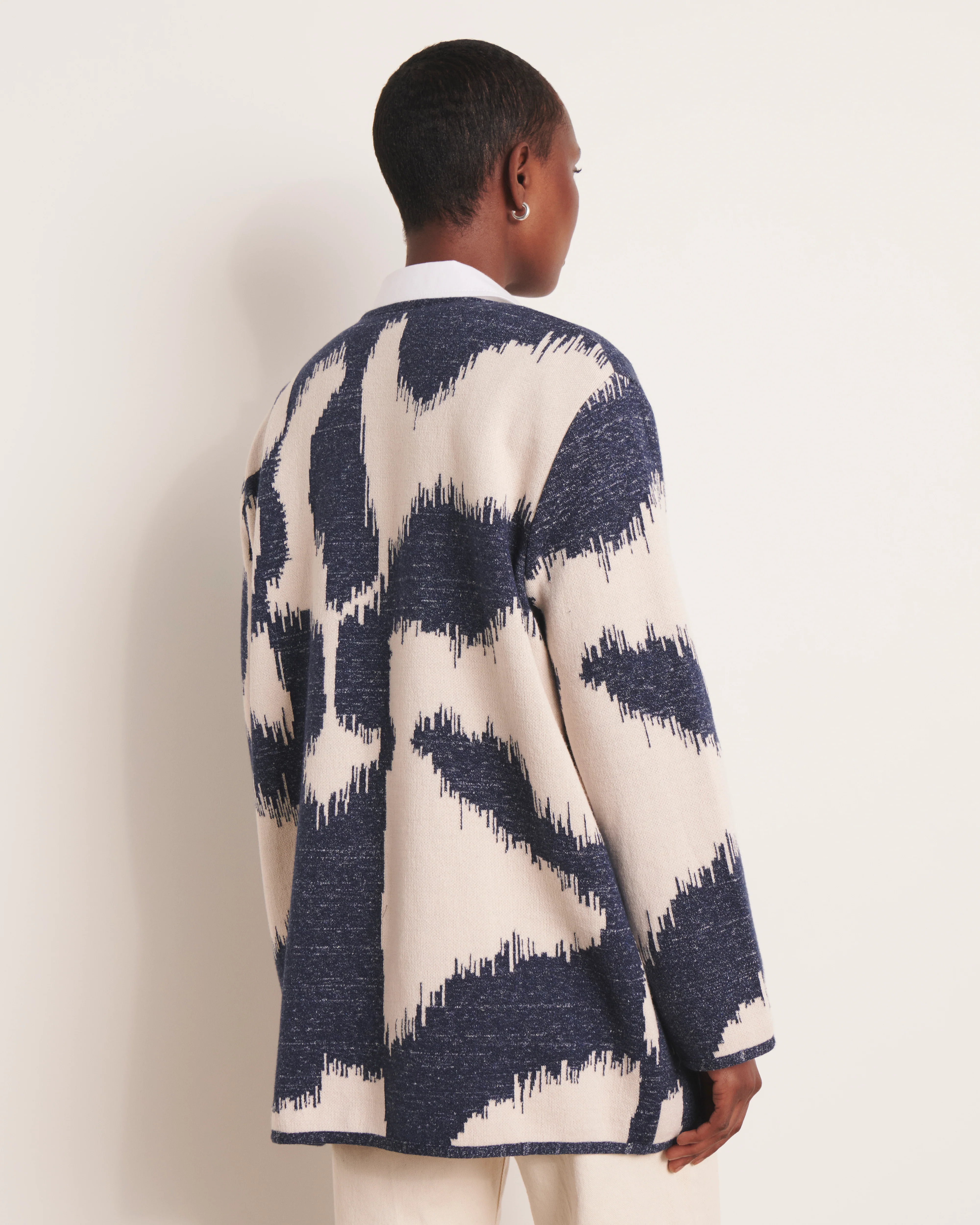 Manteau bleu en maille jacquard NEPTUNE/13002/881 - Image 3