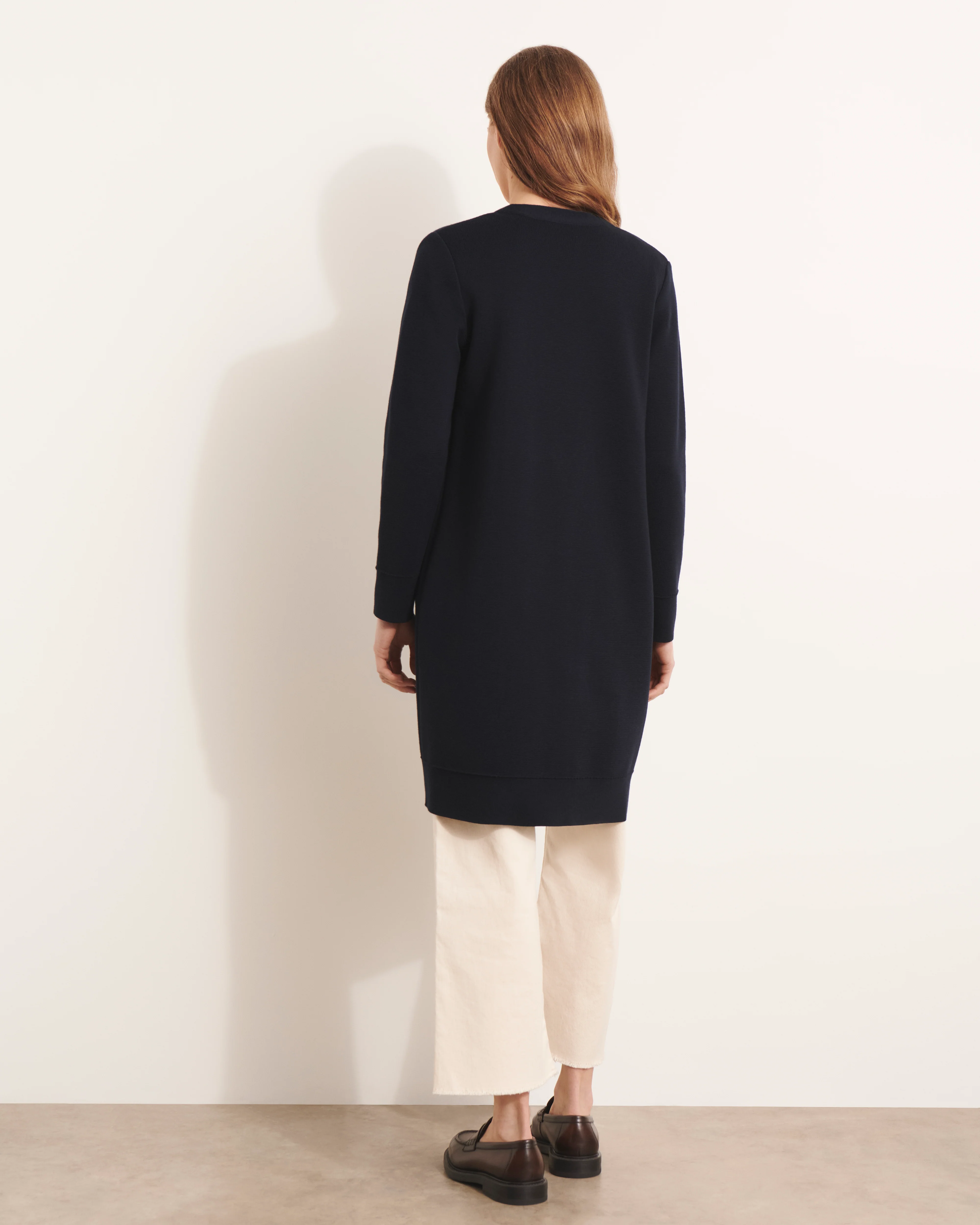 Manteau long bleu marine en laine mérinos NEVALI/13243/317 - Image 3