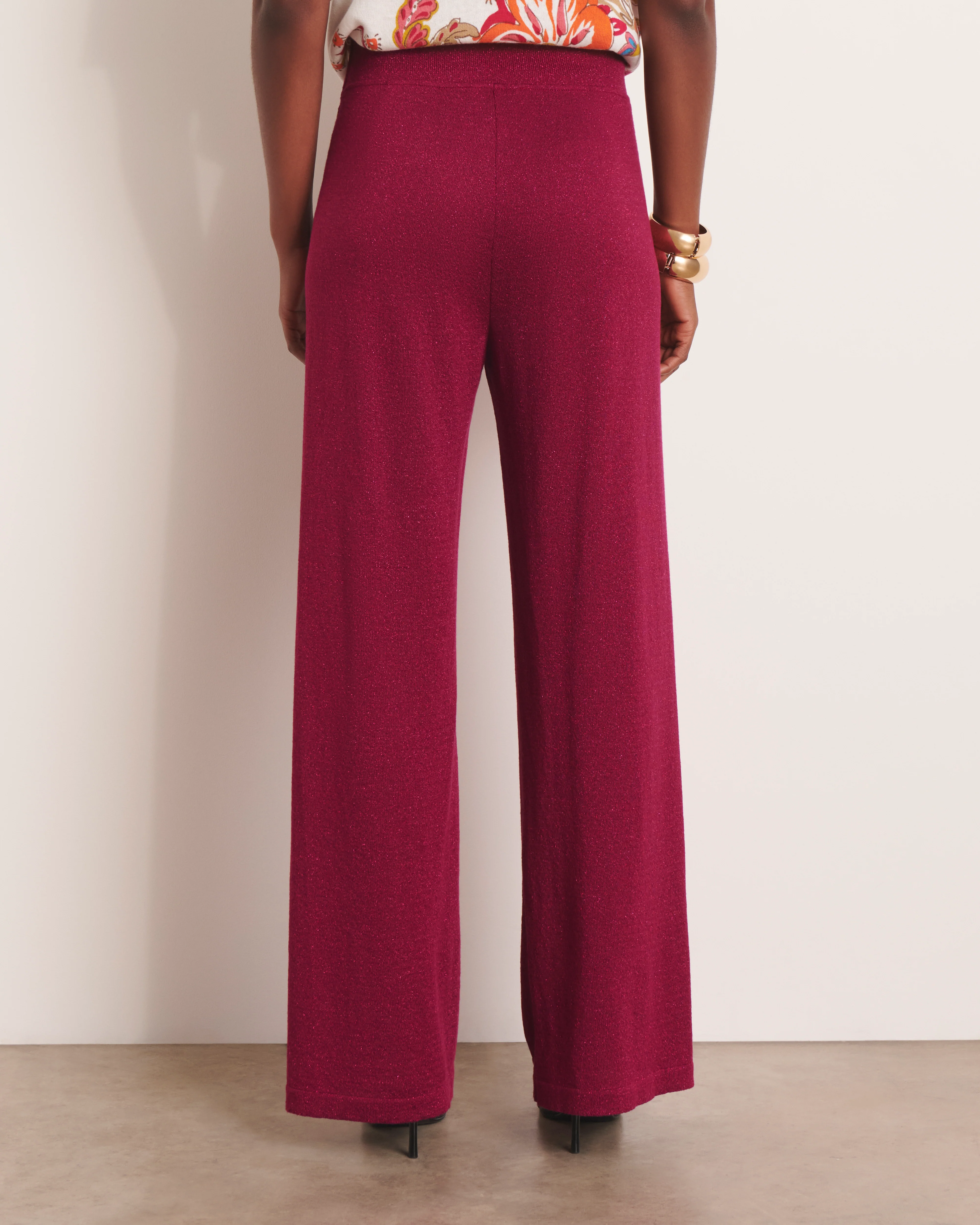 Pantalon large rose en maille jersey irisée YELLOW13/13157/906 - Image 3