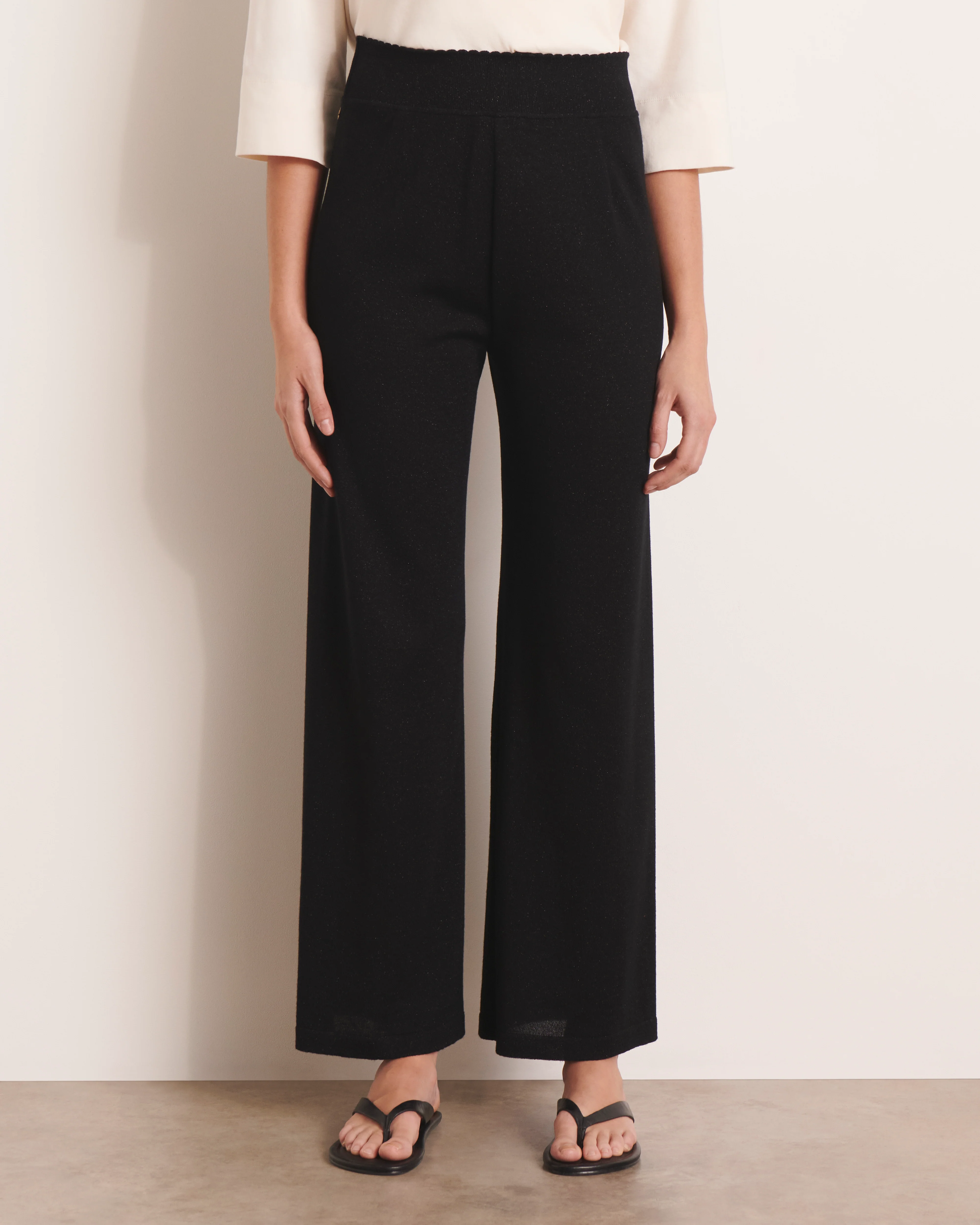 Pantalon large noir en maille jersey irisée YELLOW13/13157/921 - Image 3