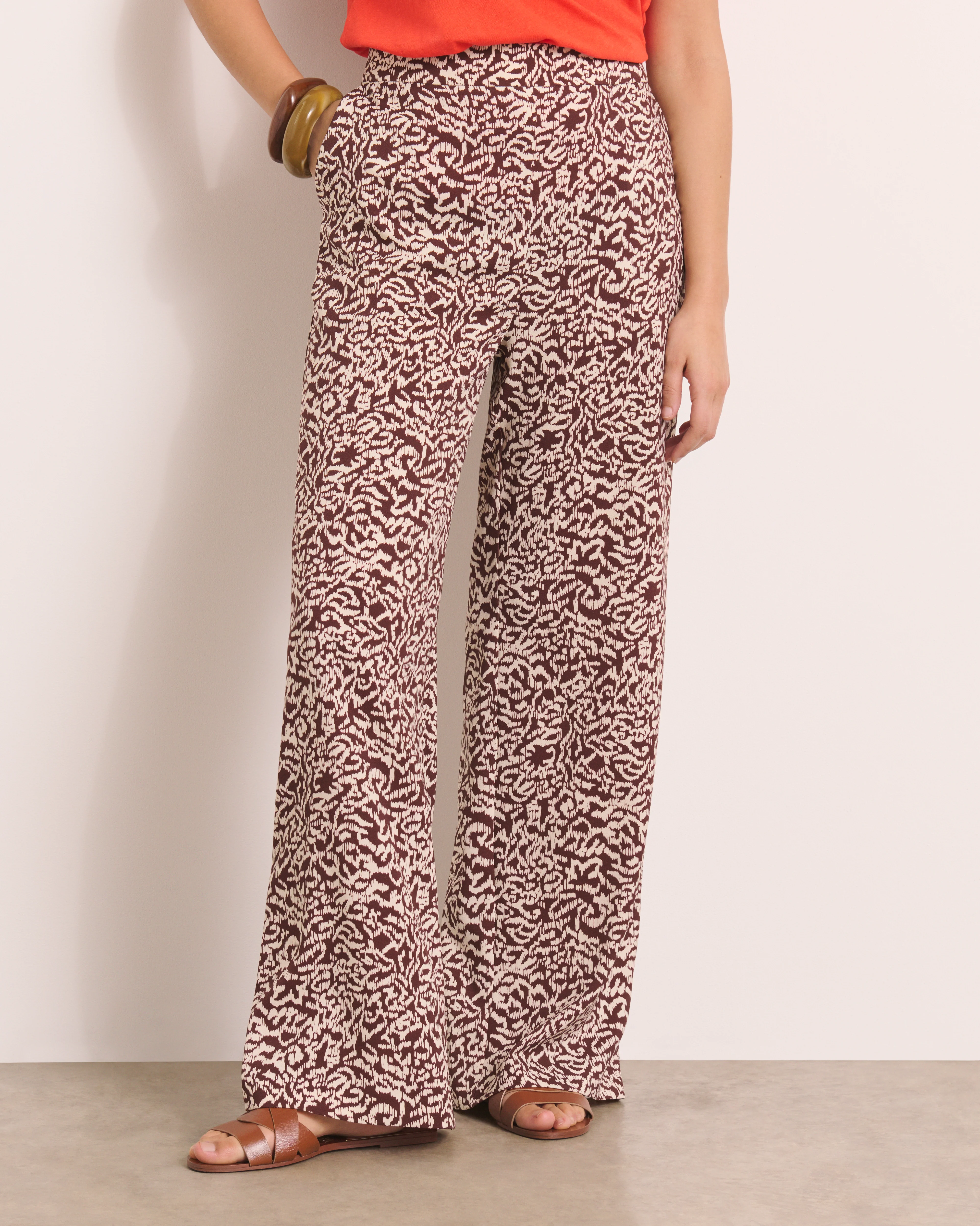 Pantalon large imprimé marron PACHANGA/13207/540 - Image 4