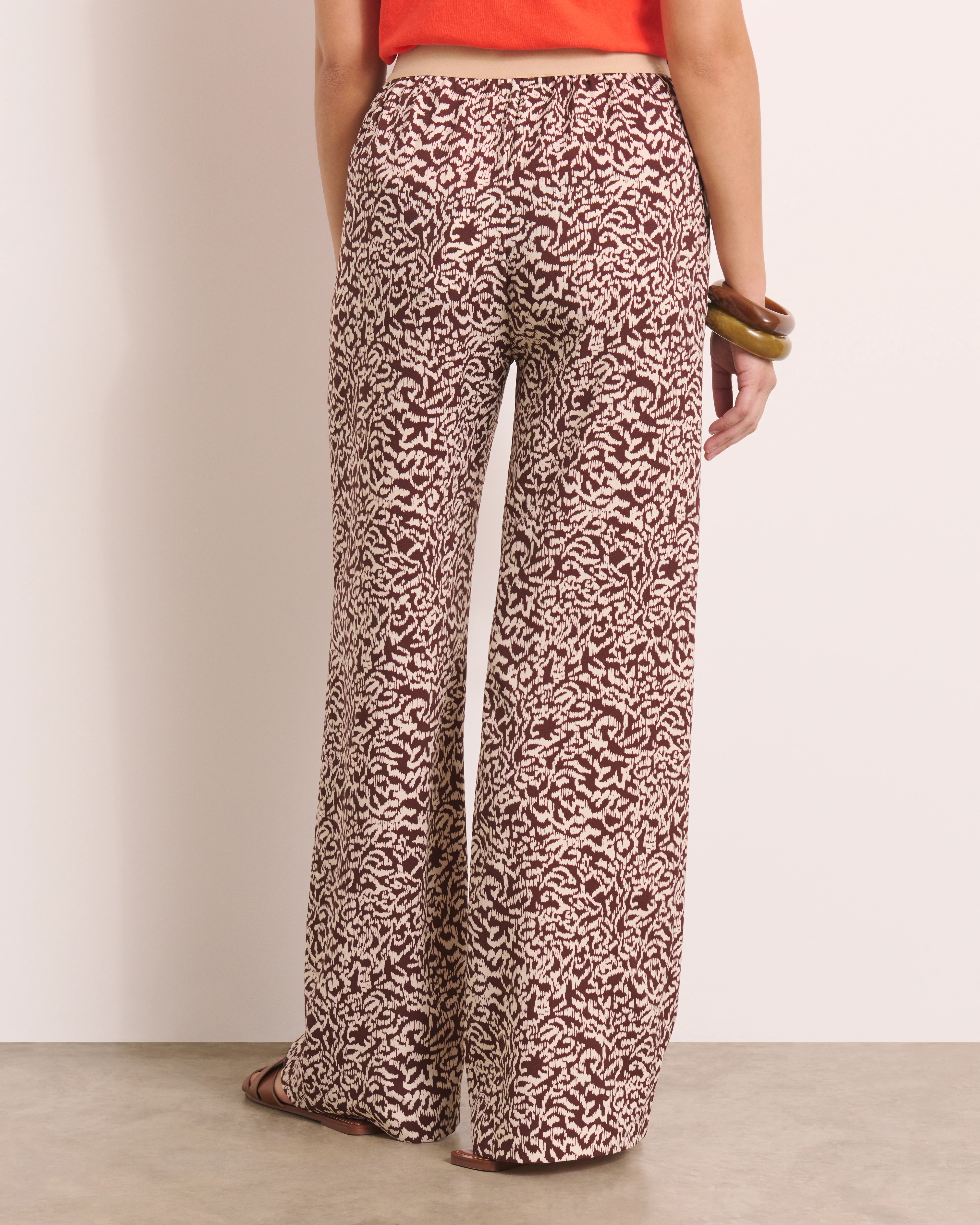 Pantalon large imprimé marron PACHANGA/13207/540 - Image 5