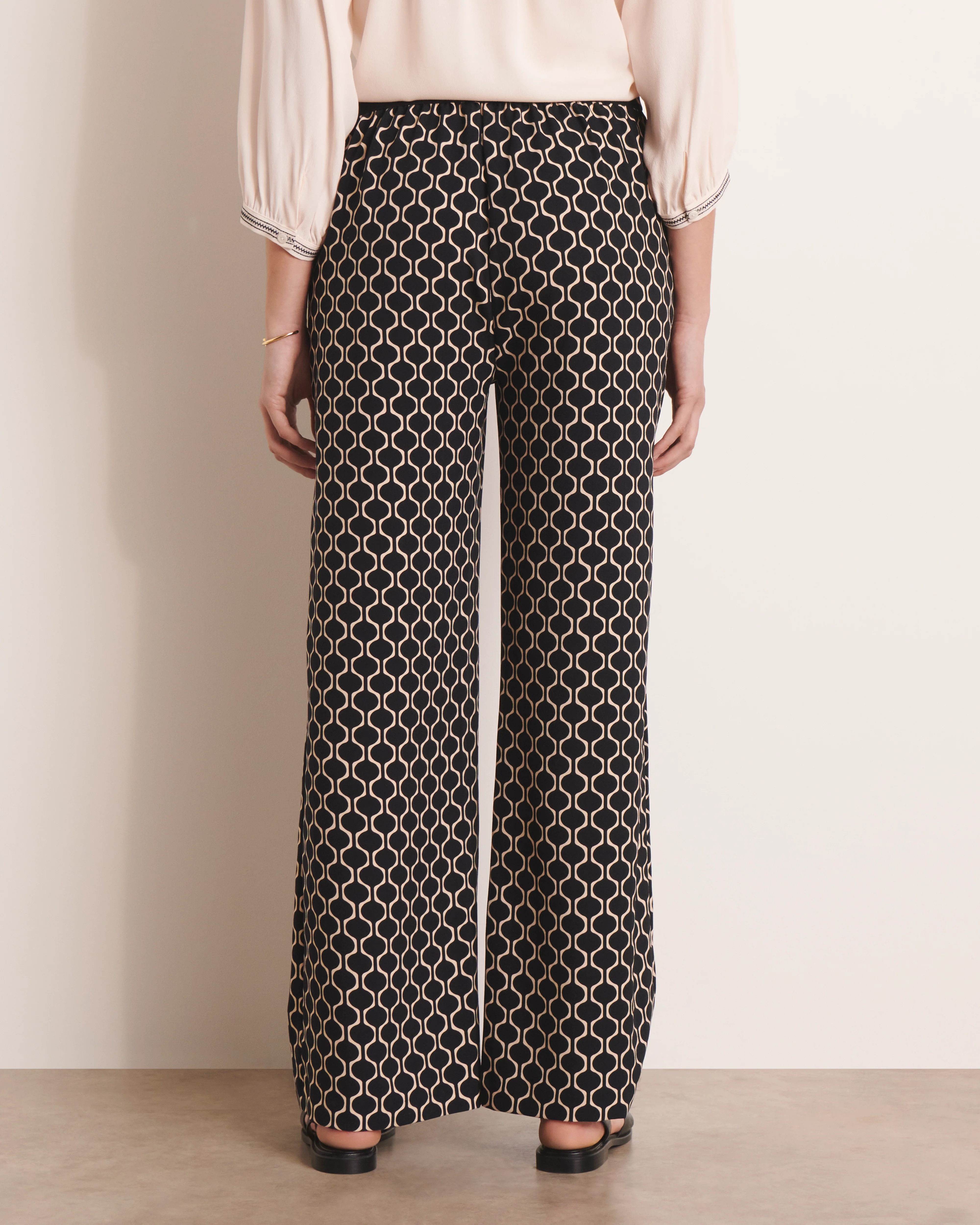 Pantalon fluide imprimé noir PALERME/13107/670 - Image 4