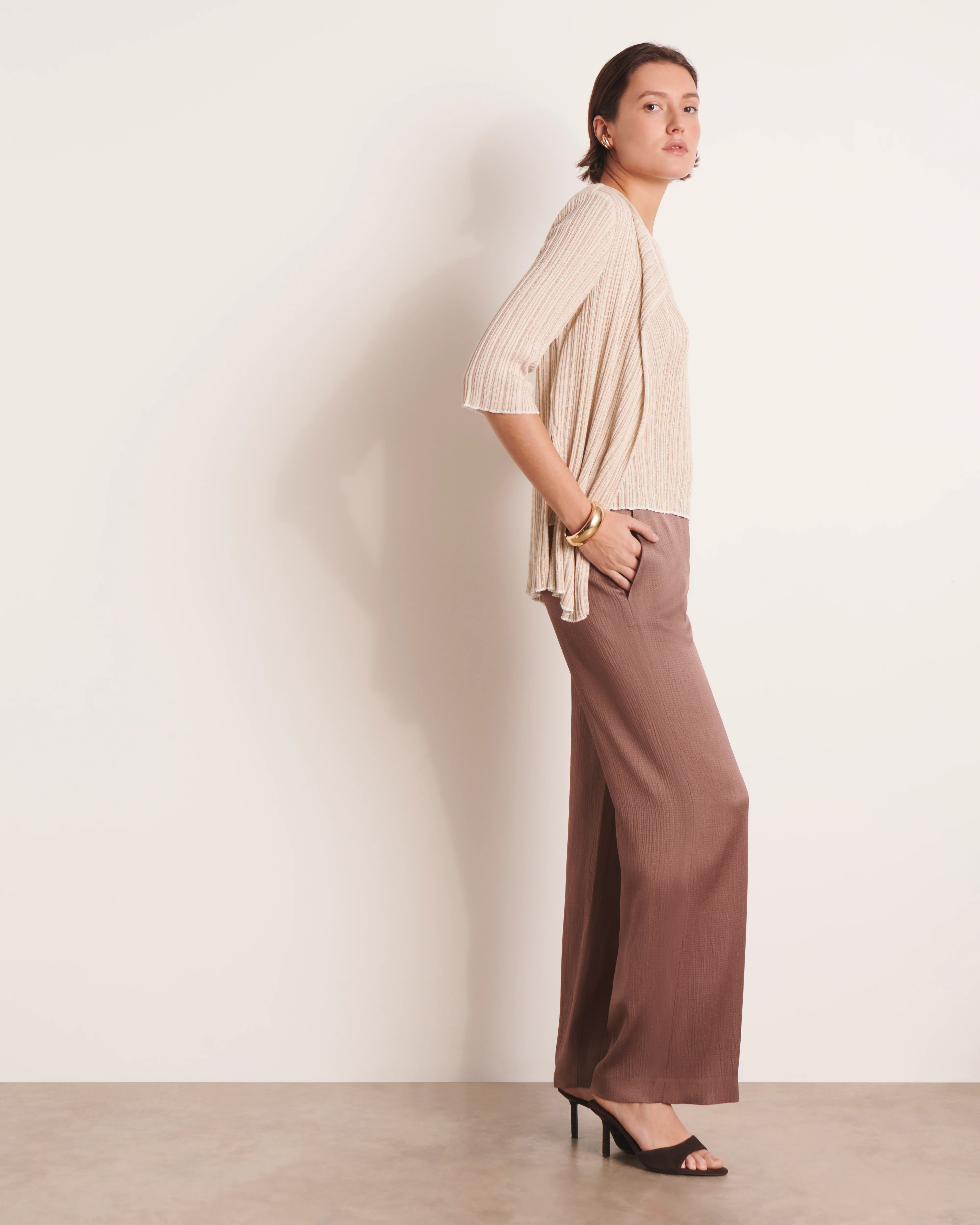 Pantalon large marron PAIO/13038/053