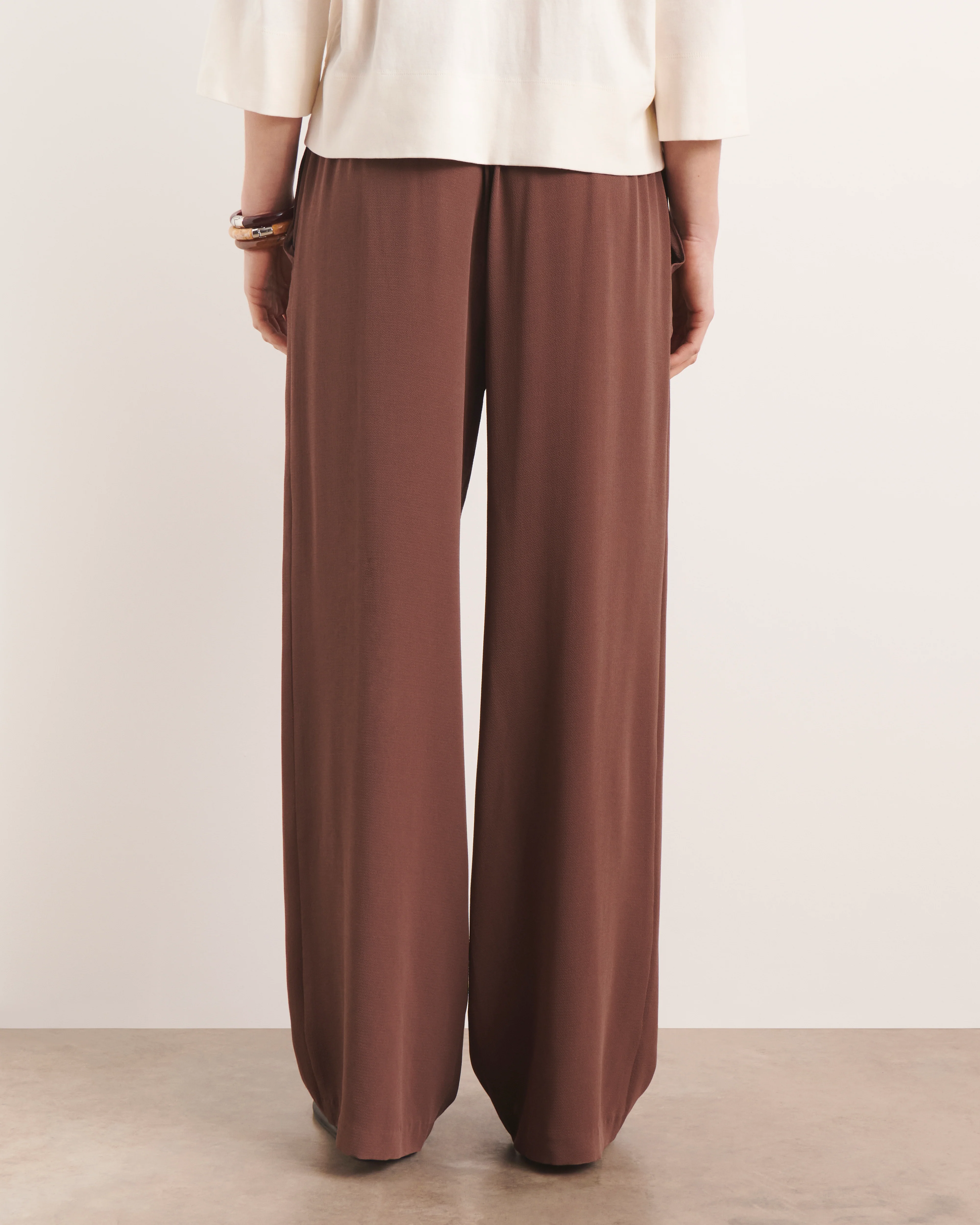 Pantalon large et fluide marron PORTOROSSO/13119/053 - Image 5