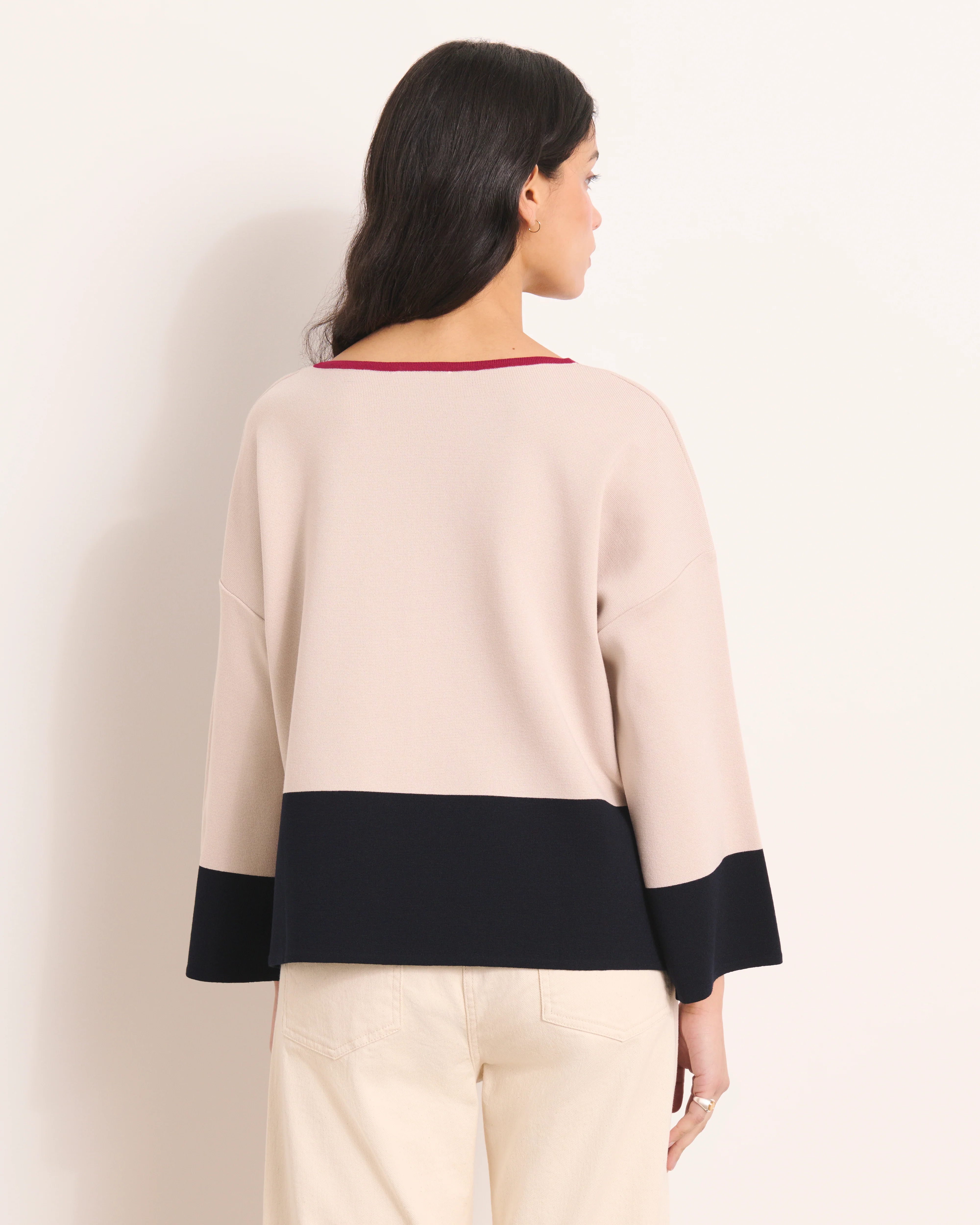 Pull boite beige en maille colorblock ABELINA/13251/781 - Image 4