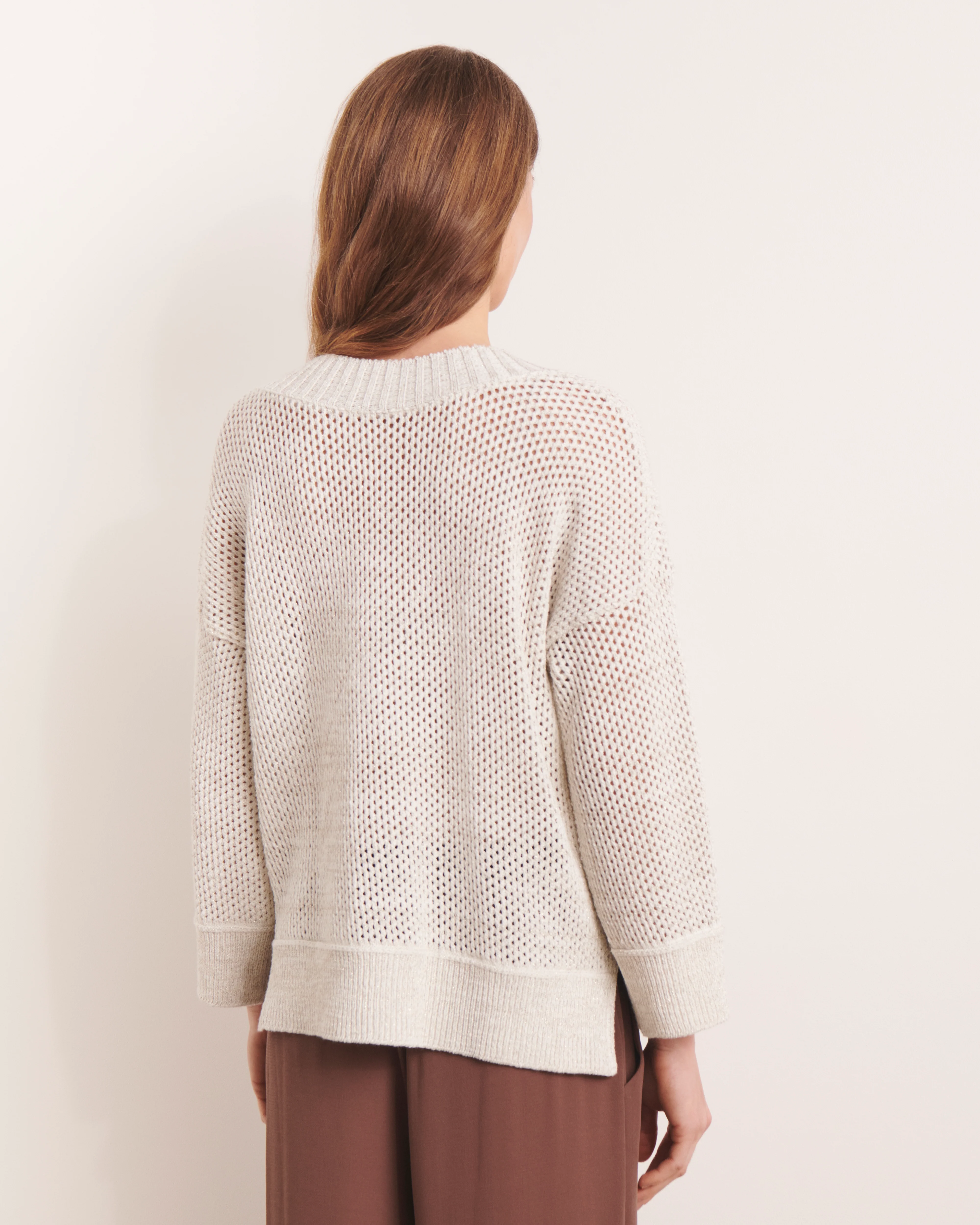 Pull blanc en maille résille irisée AILLEURS13-BIS/13115/761 - Image 3