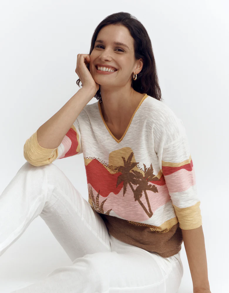 Pull imprimé en maille ANTILLES/87135/771