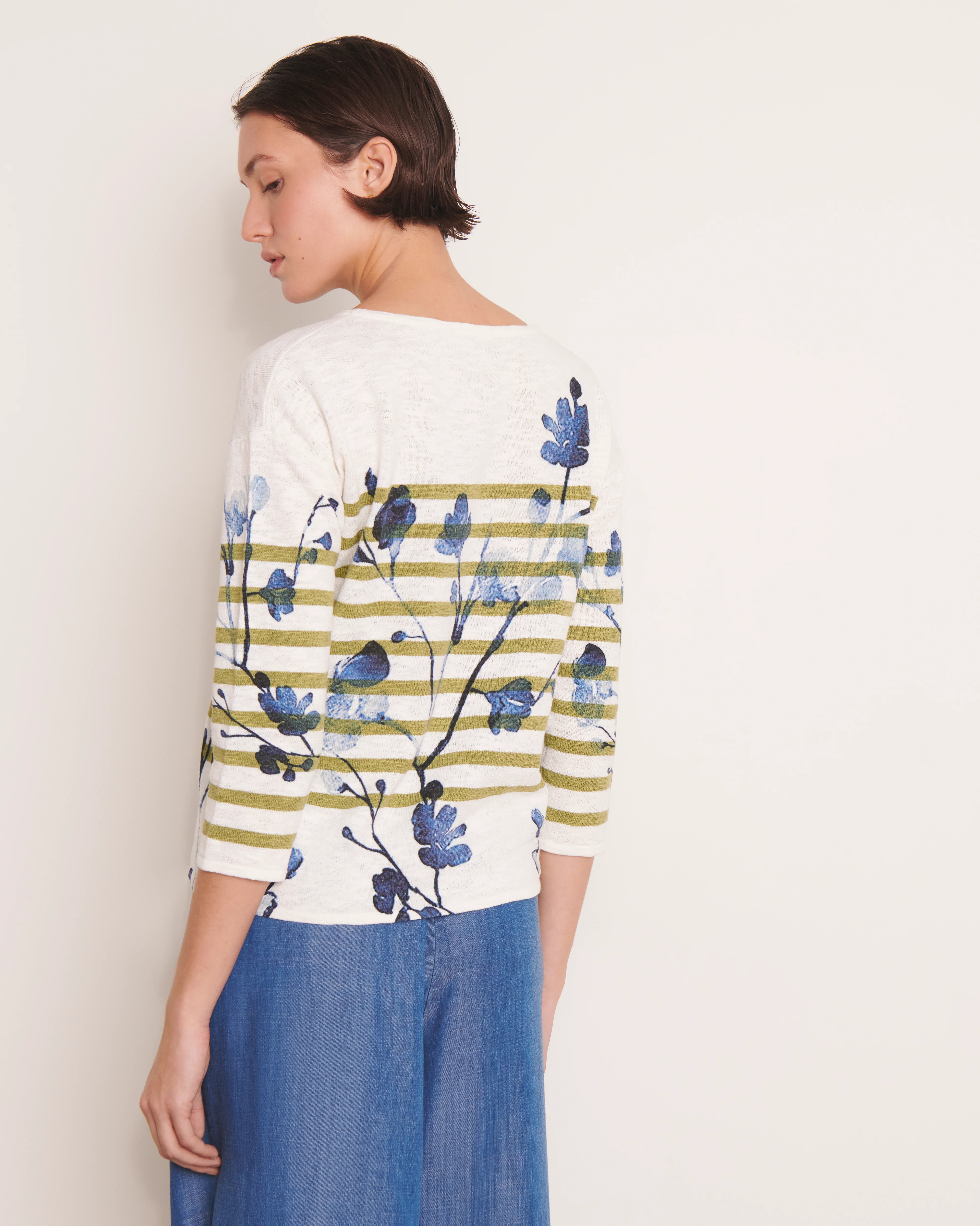 Pull imprimé bleu ARBUSTE/13186/881 - Image 3