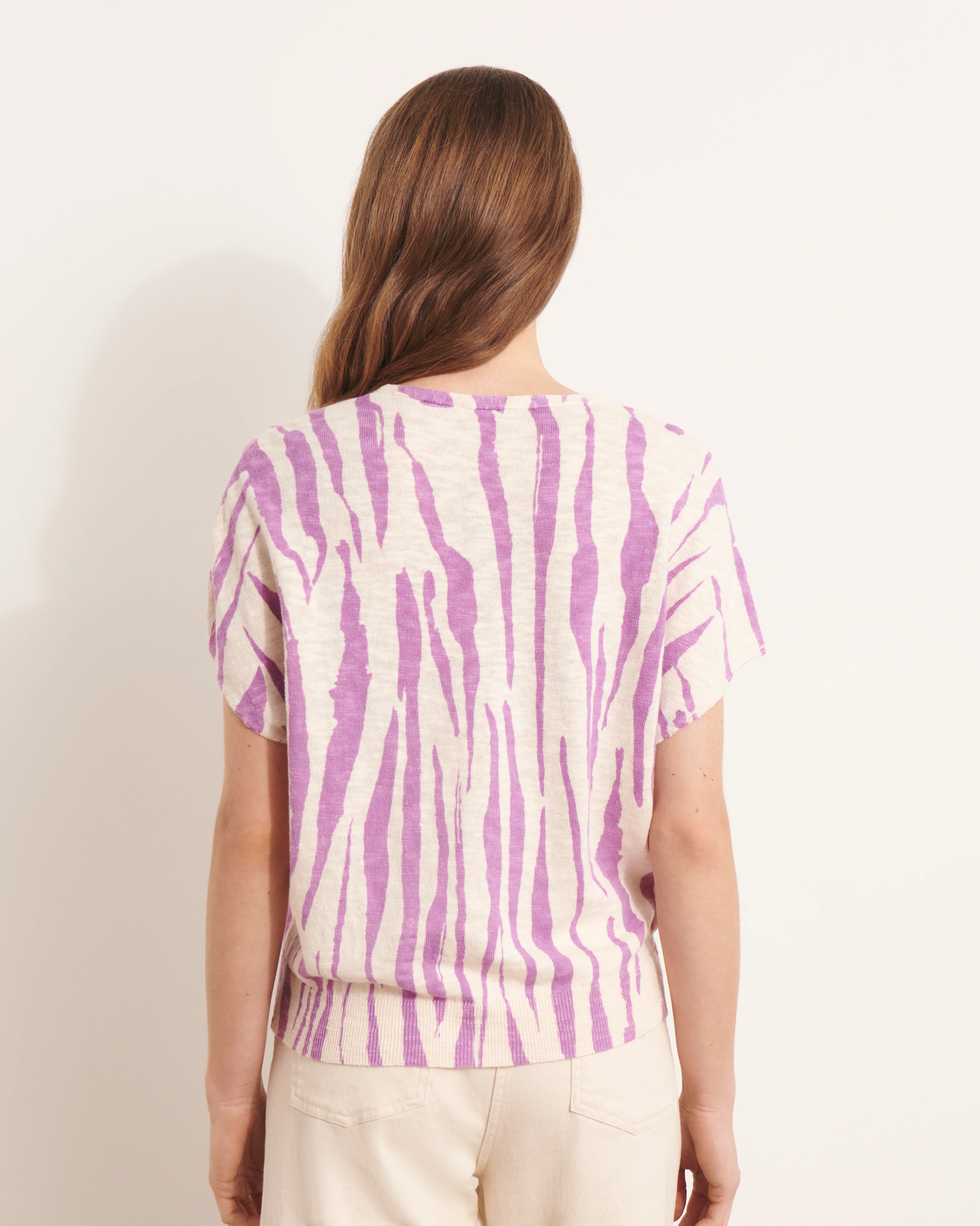 Pull kimono en maille imprimé violet ALZEBRE/13188/891 - Image 3