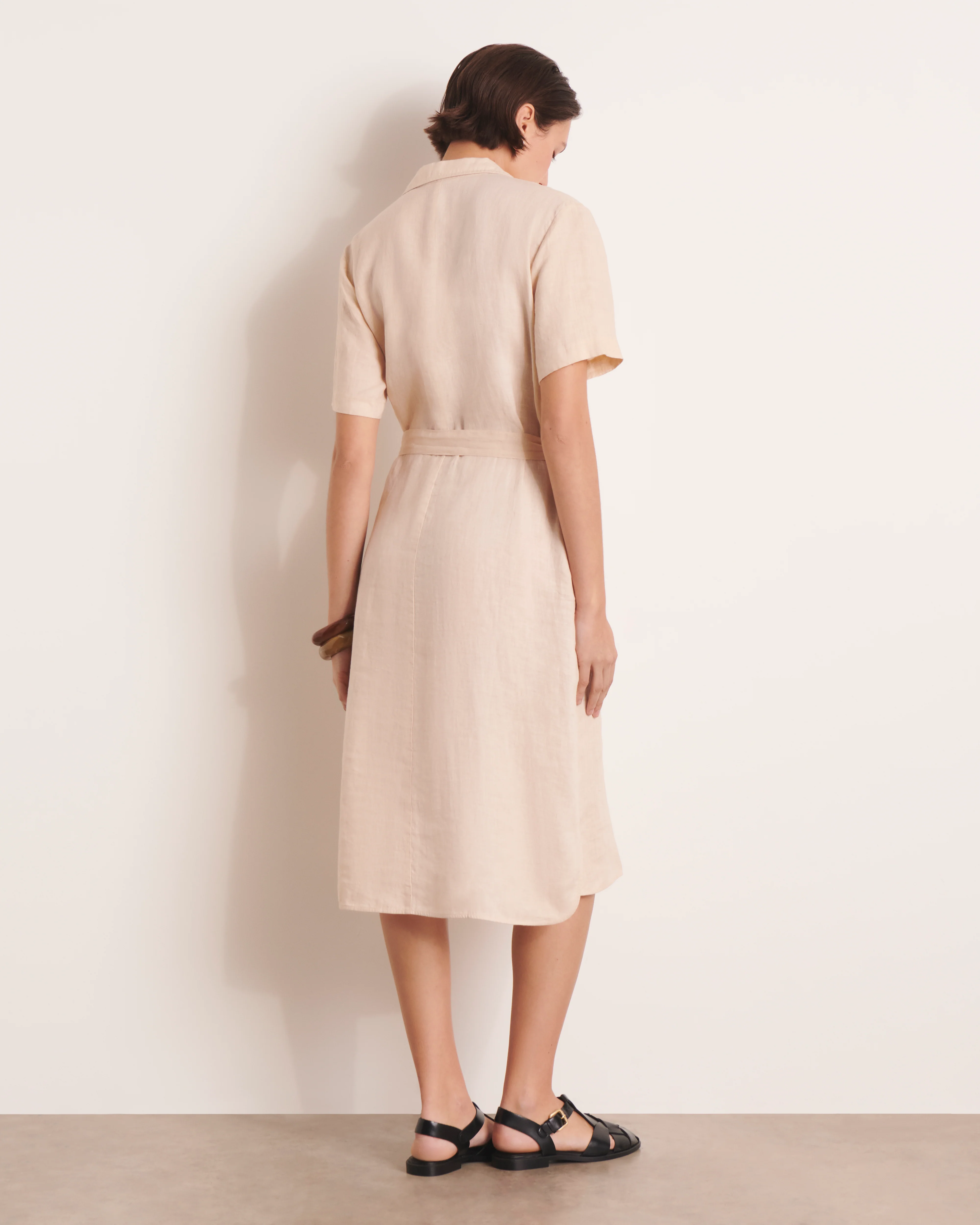 Robe chemisier beige longueur midi RAFINA/13124/002 - Image 4