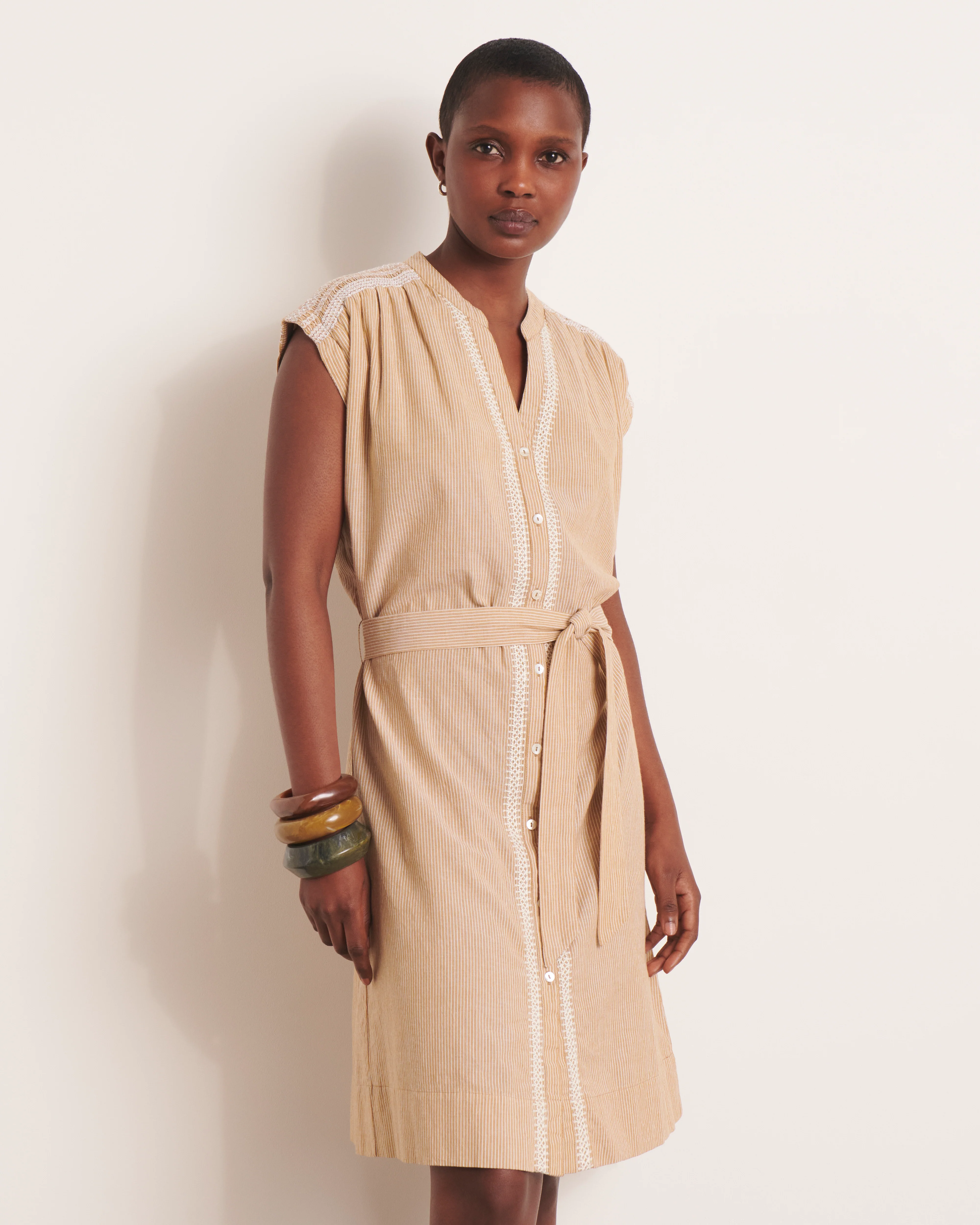 Robe droite beige manches kimono ROMULUS/13226/531 - Image 3