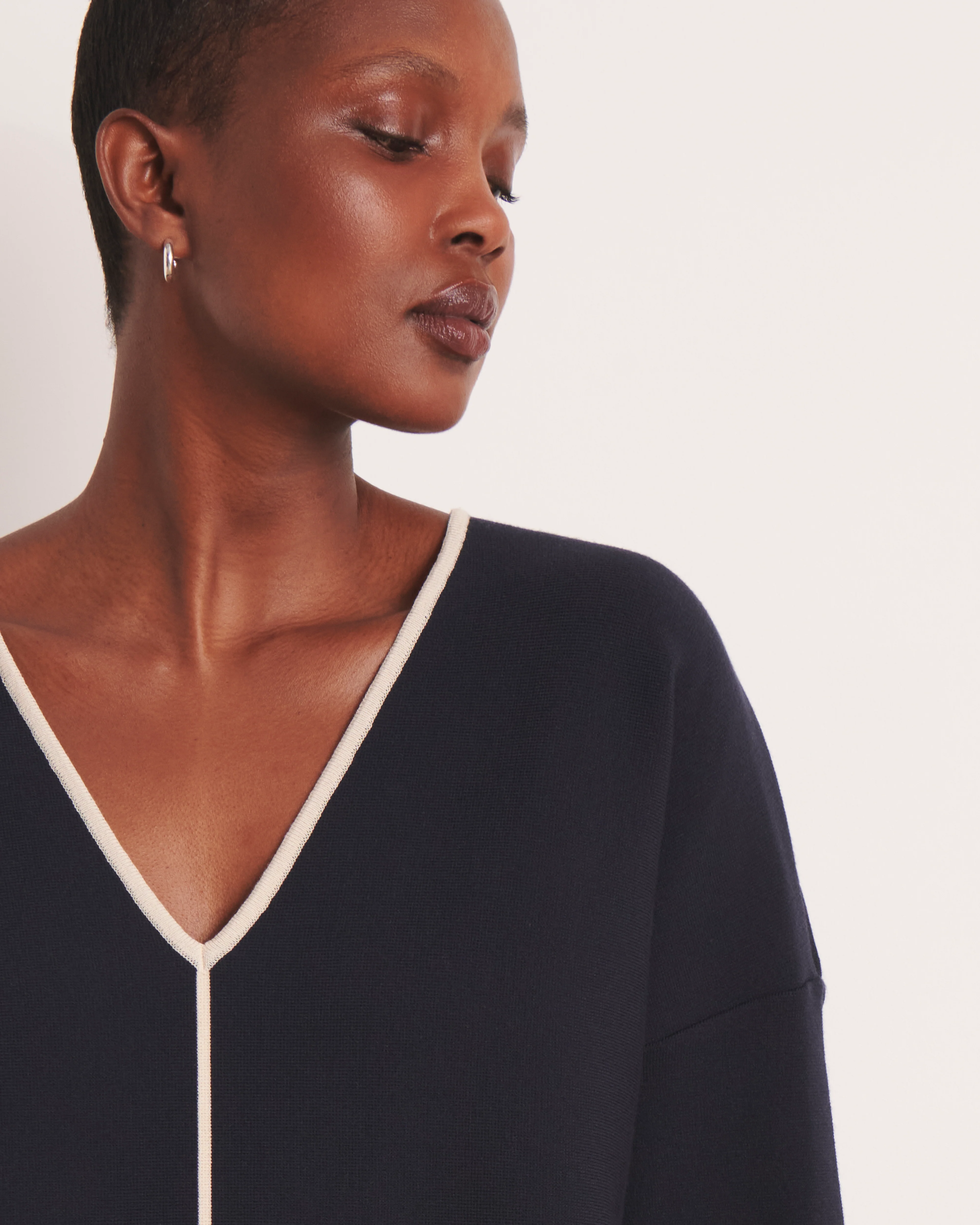 Robe bleu marine en maille milano OLEXINE/13103/313 - Image 3