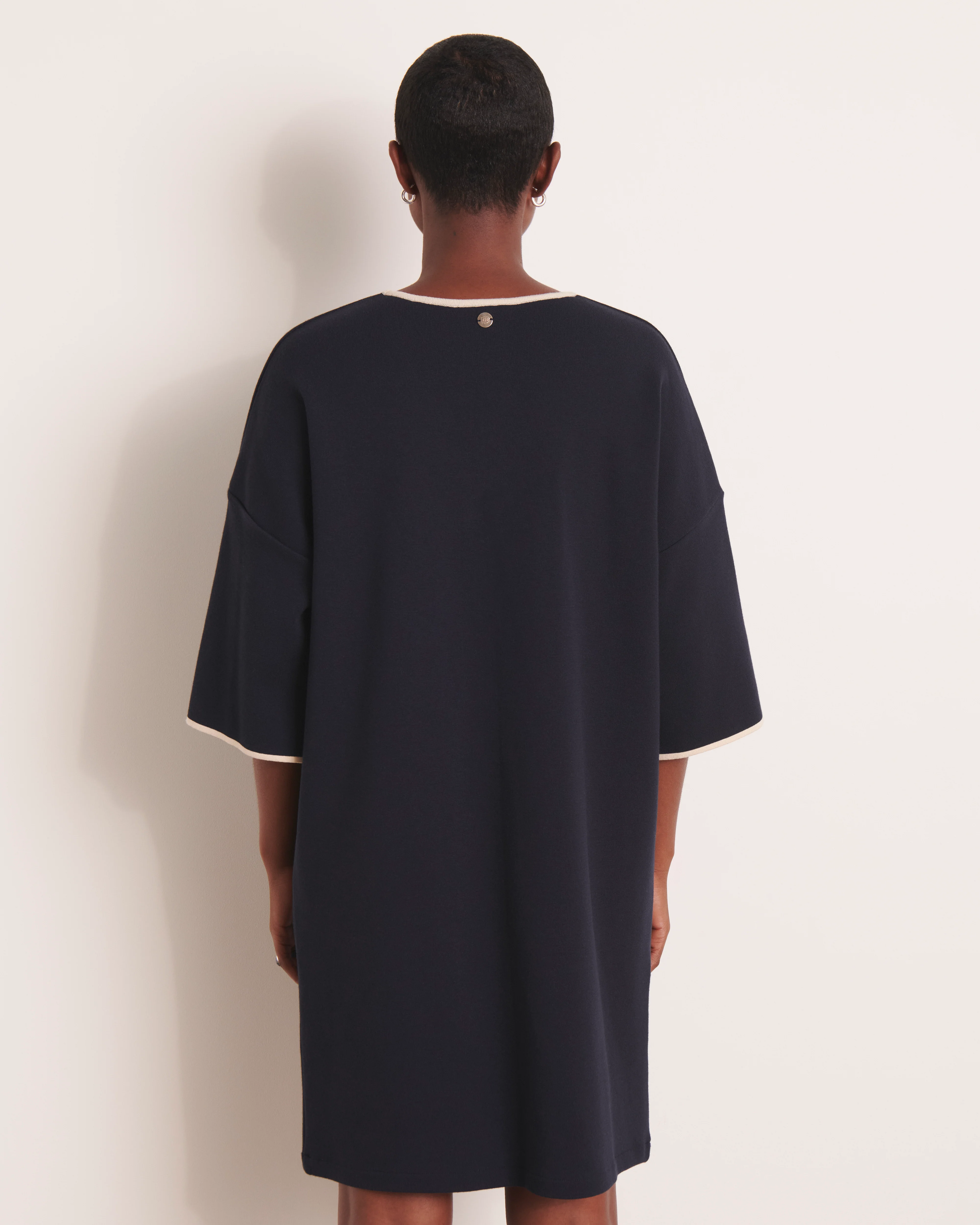 Robe bleu marine en maille milano OLEXINE/13103/313 - Image 4
