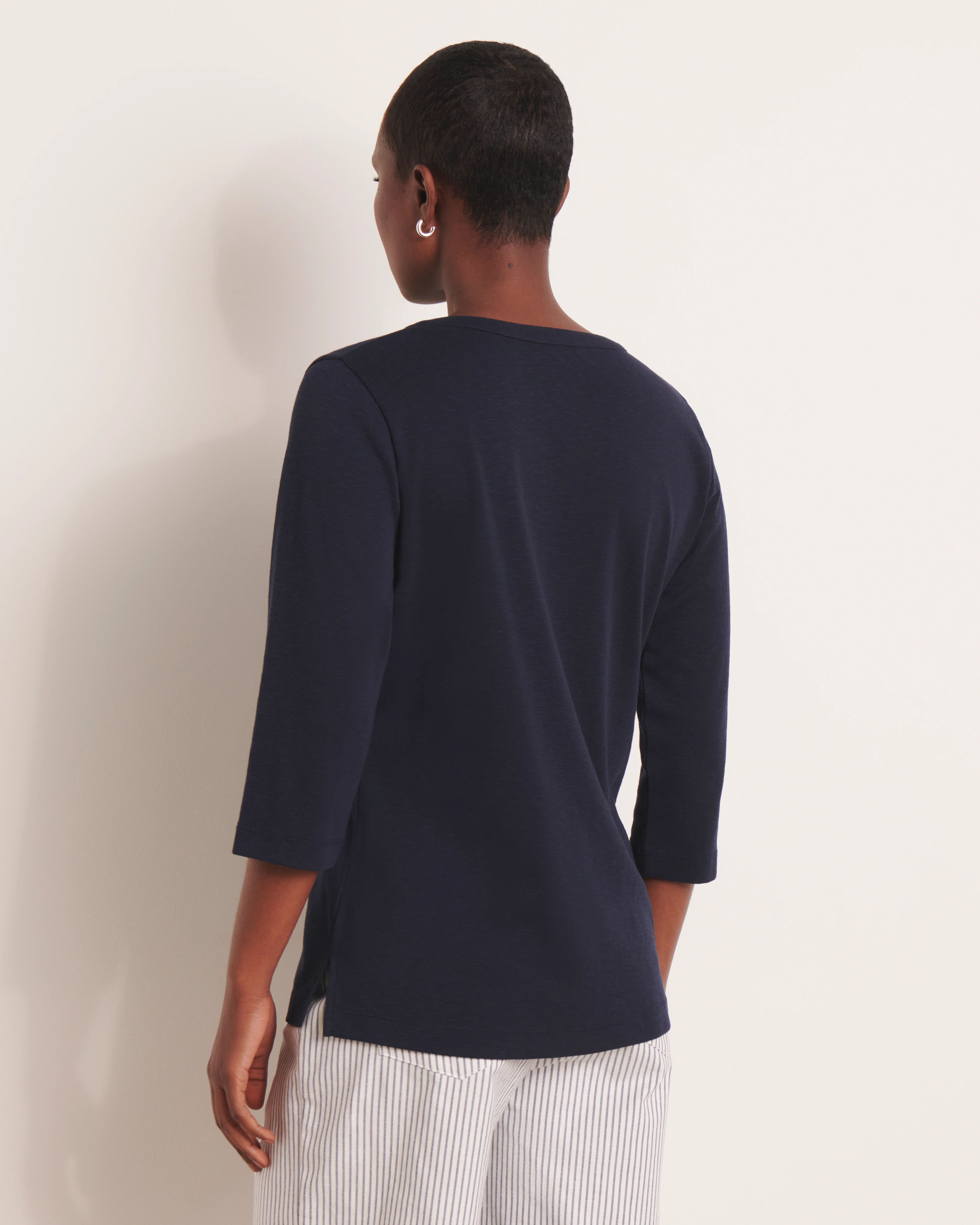 Tee-shirt bleu marine col tunisien TRIPOLI/13069/317 - Image 3