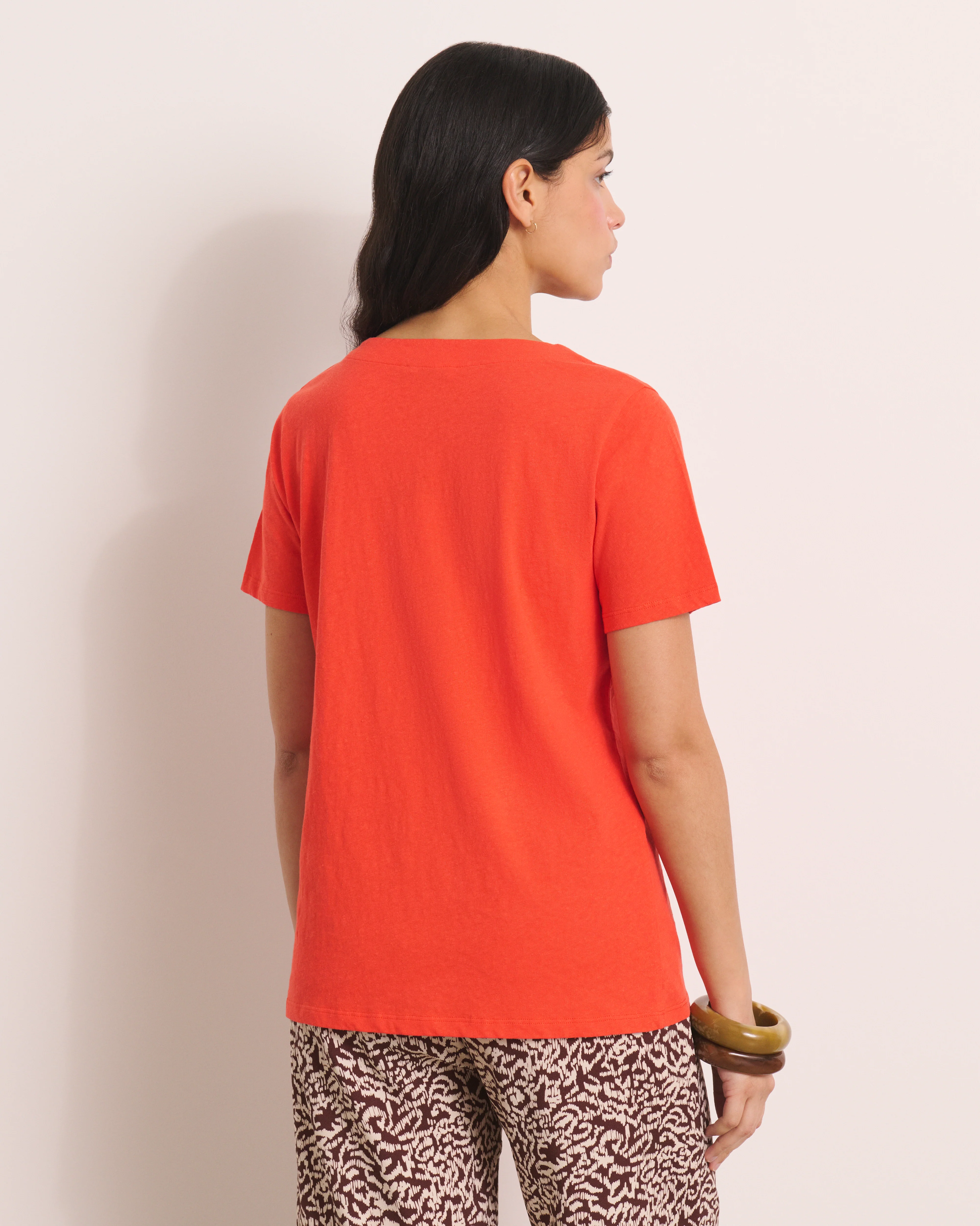 Tee-shirt orange encolure V TZATZIKI/13202/117 - Image 4