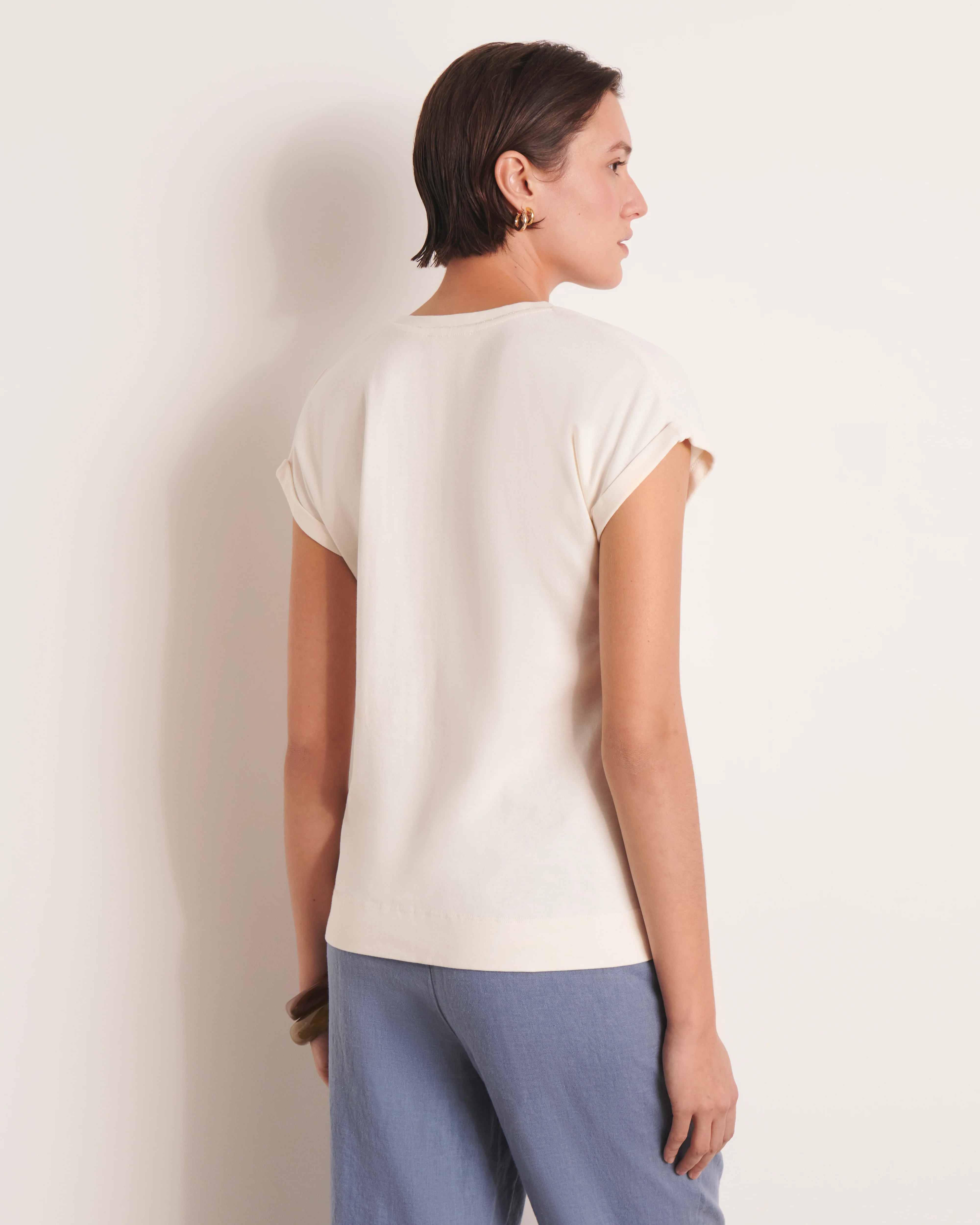 Tee-shirt blanc cassé manches kimono THESEE/13071/003 - Image 3