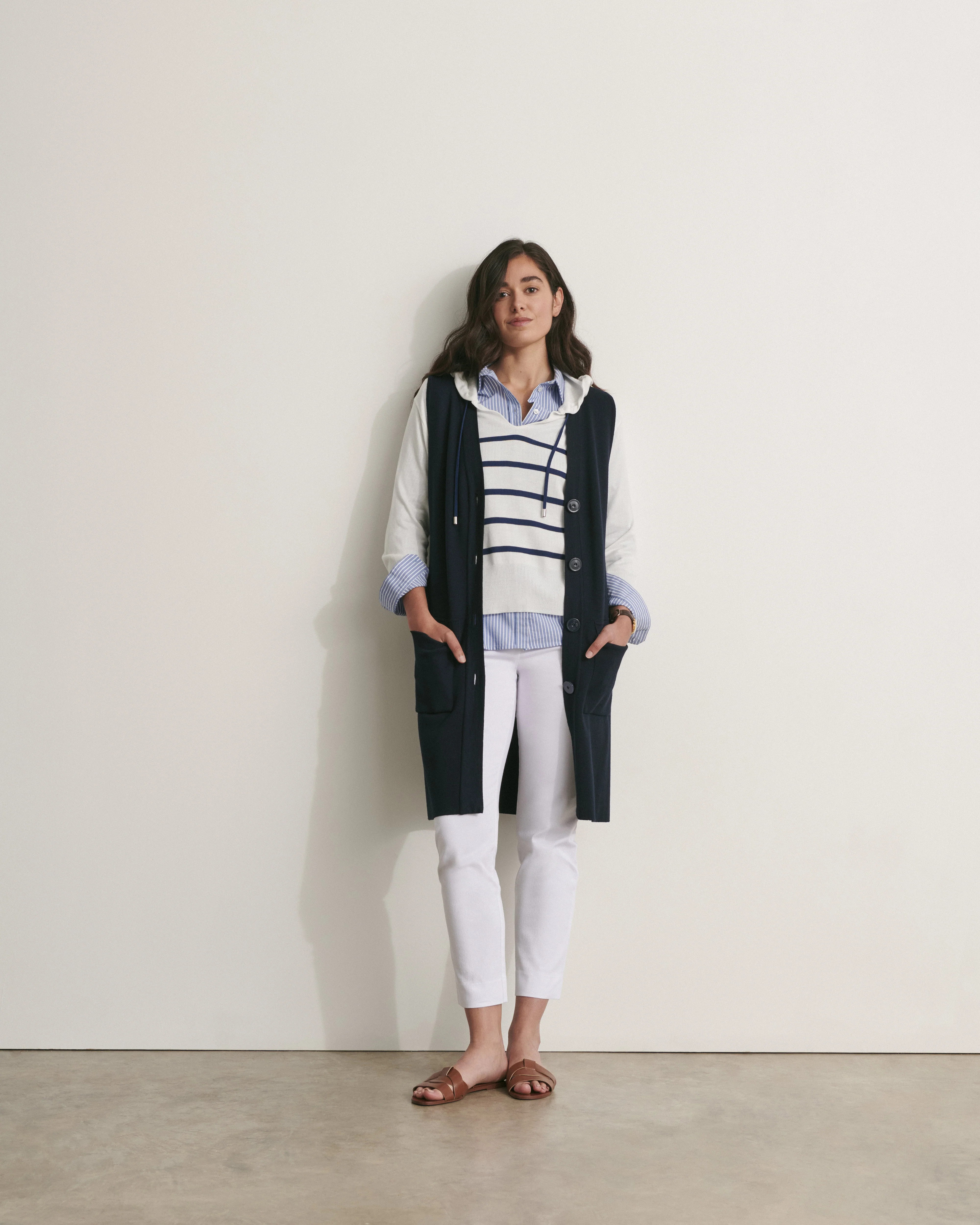 Veste longue en maille milano sans manches en laine mérinos GABAIN/11007/317 - Image 2