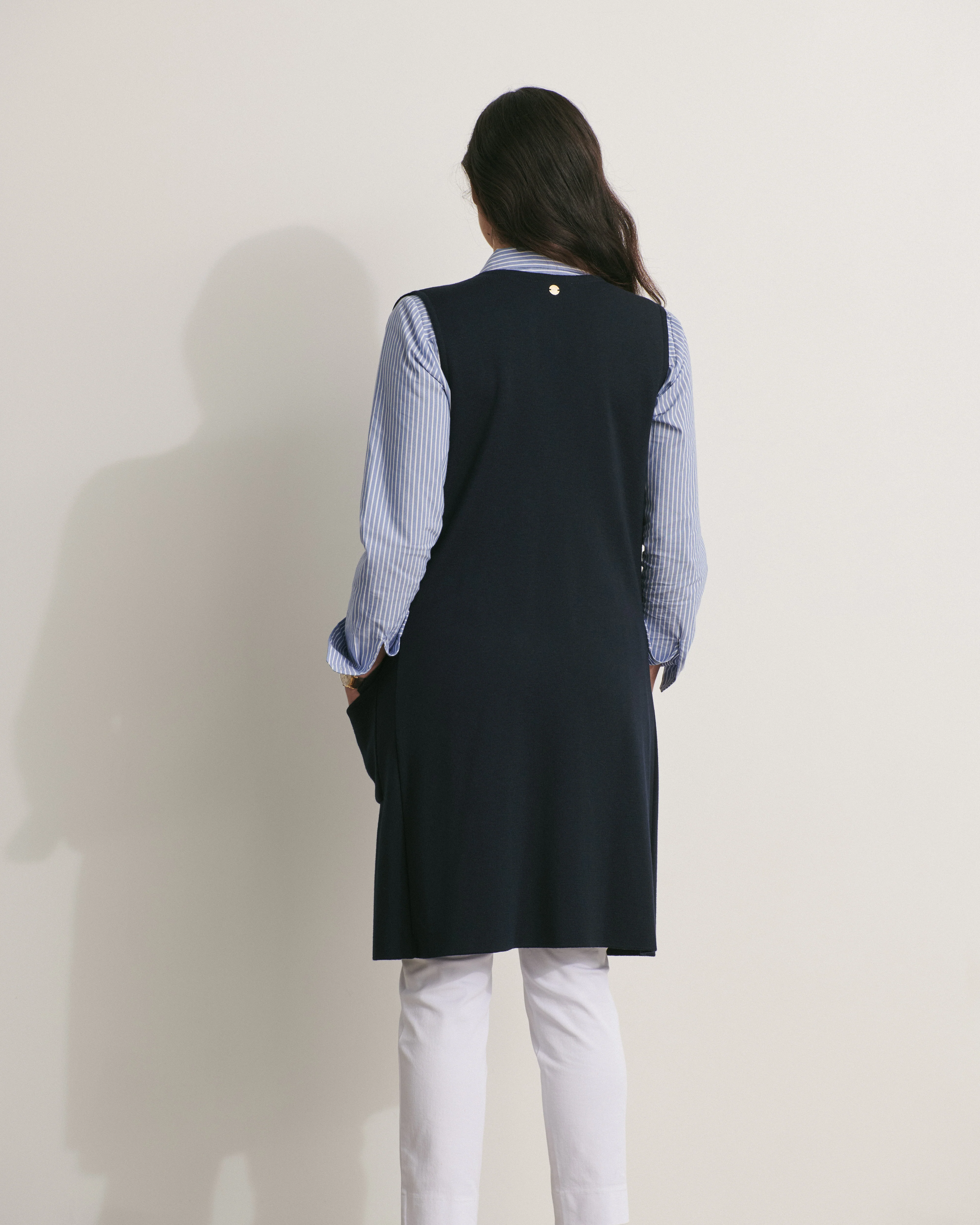 Veste longue en maille milano sans manches en laine mérinos GABAIN/11007/317 - Image 4